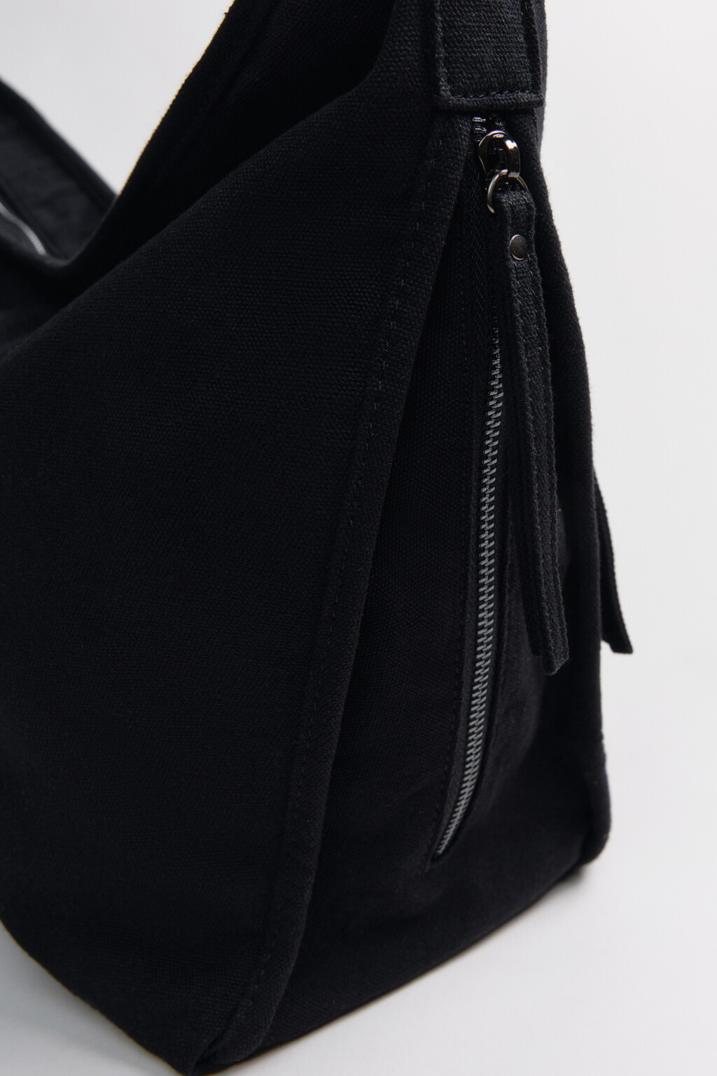 Сумка-тоут хлопковая через плечо - цвет черный - 7