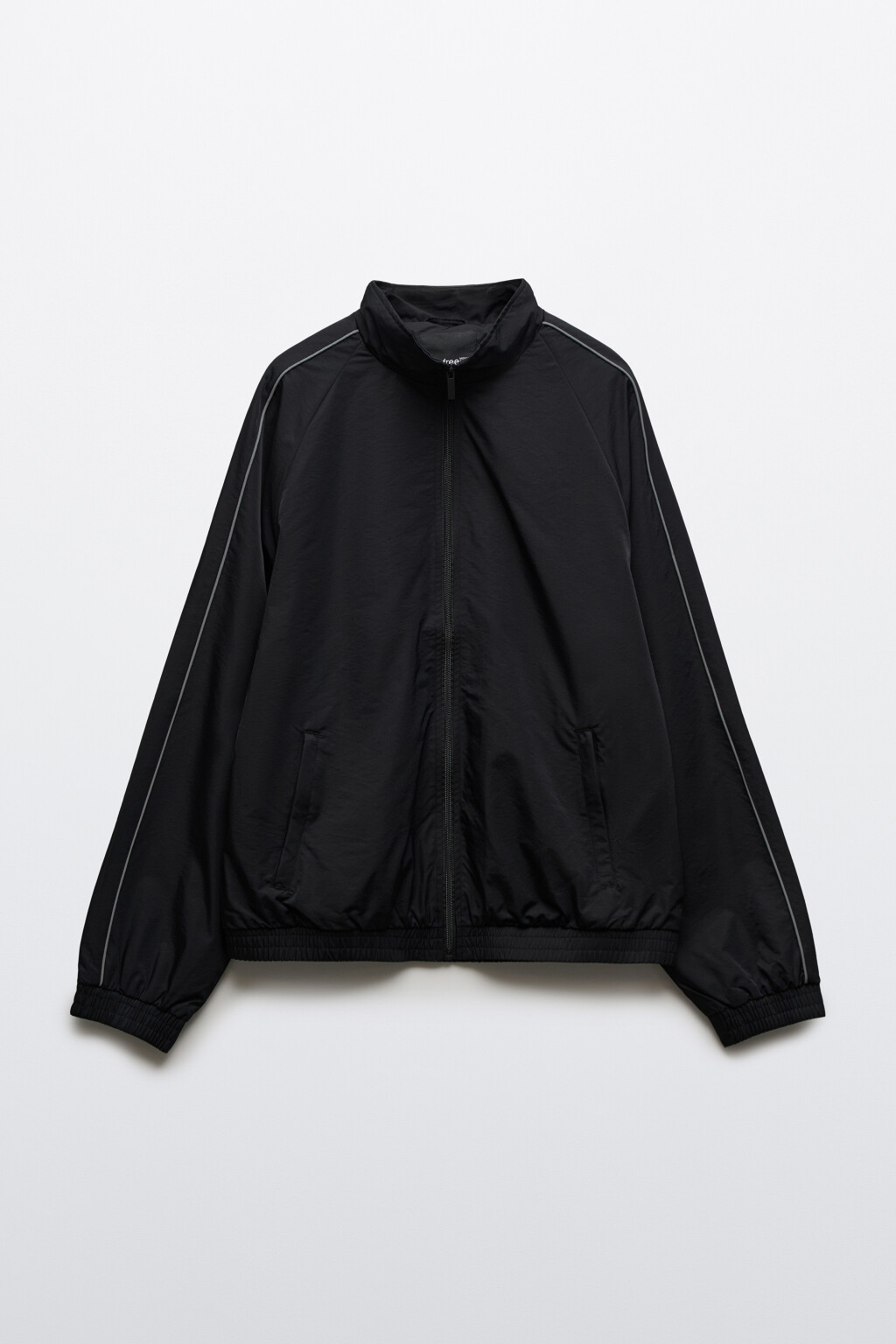 Куртка-ветровка спортивная с воротником-стойкой и лампасами - цвет черный - 9