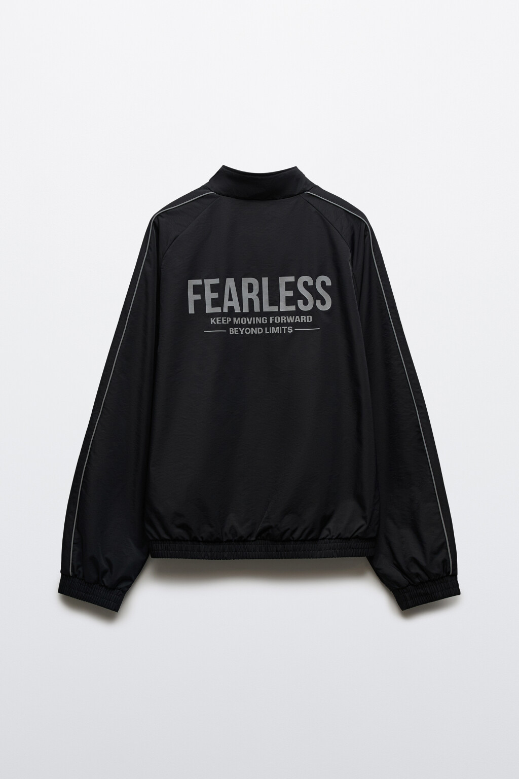 Куртка-ветровка спортивная с воротником-стойкой и лампасами - цвет черный - 10