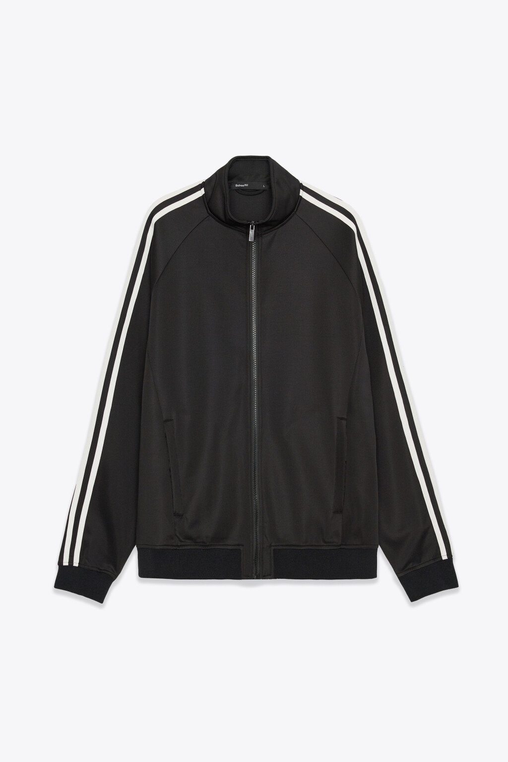 Куртка-олимпийка спортивная с лампасами - цвет черный - 9