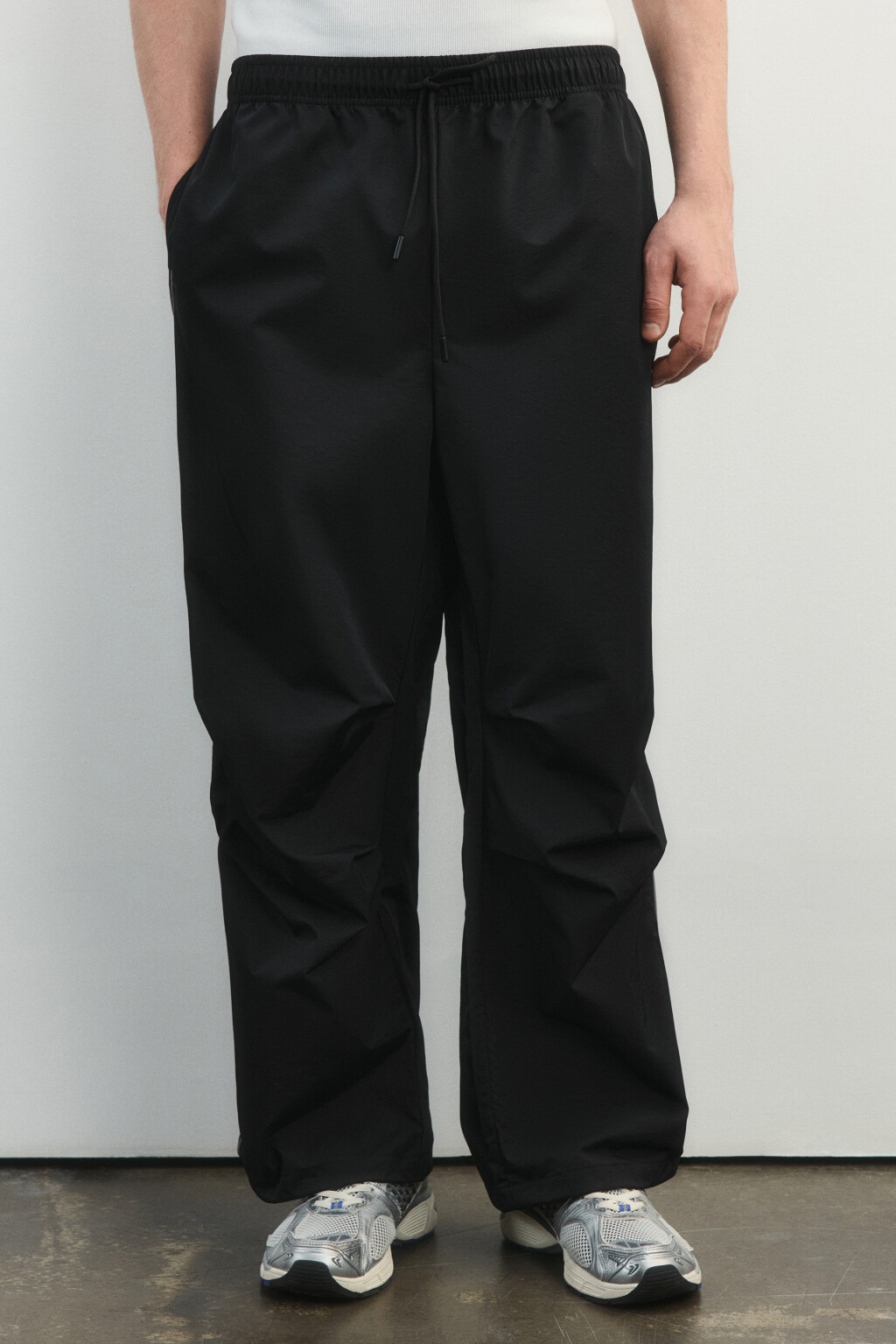 Брюки широкие спортивные с лампасами - цвет черный - 3