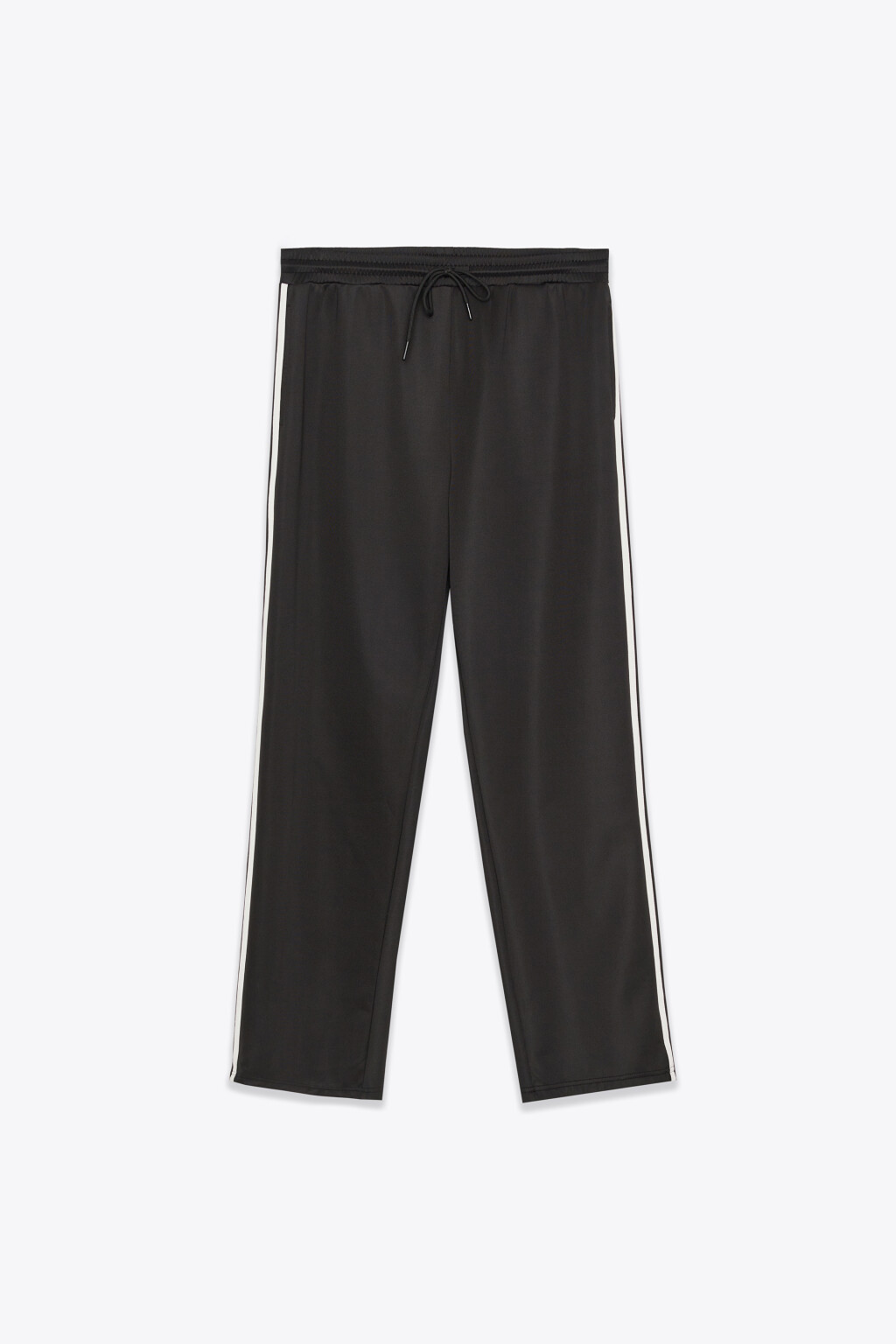 Брюки спортивные на завязках с низкой посадкой и лампасами - цвет черный - 1
