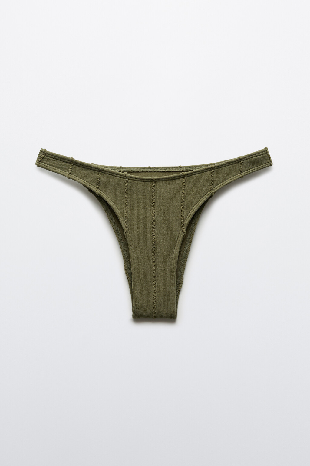 Трусы-танга купальные в рубчик со средней посадкой - цвет зеленый - 5