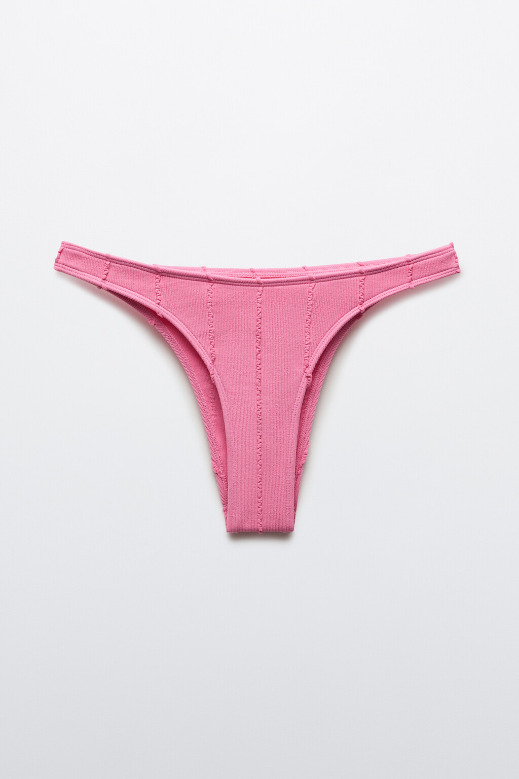 Трусы-танга купальные в рубчик со средней посадкой - цвет розовый - 5