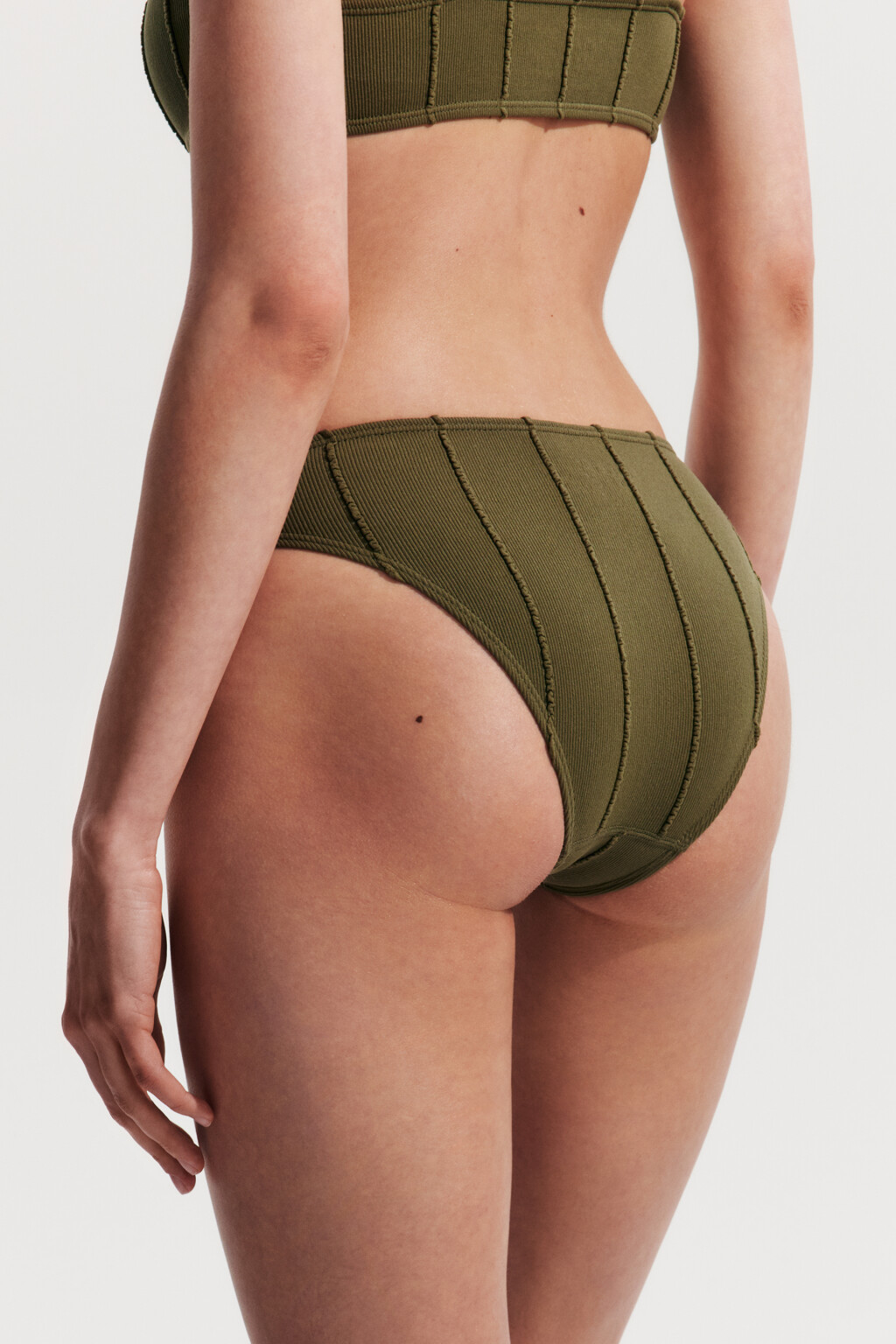 Трусы-слипы купальные в рубчик со средней посадкой - цвет зеленый - 3