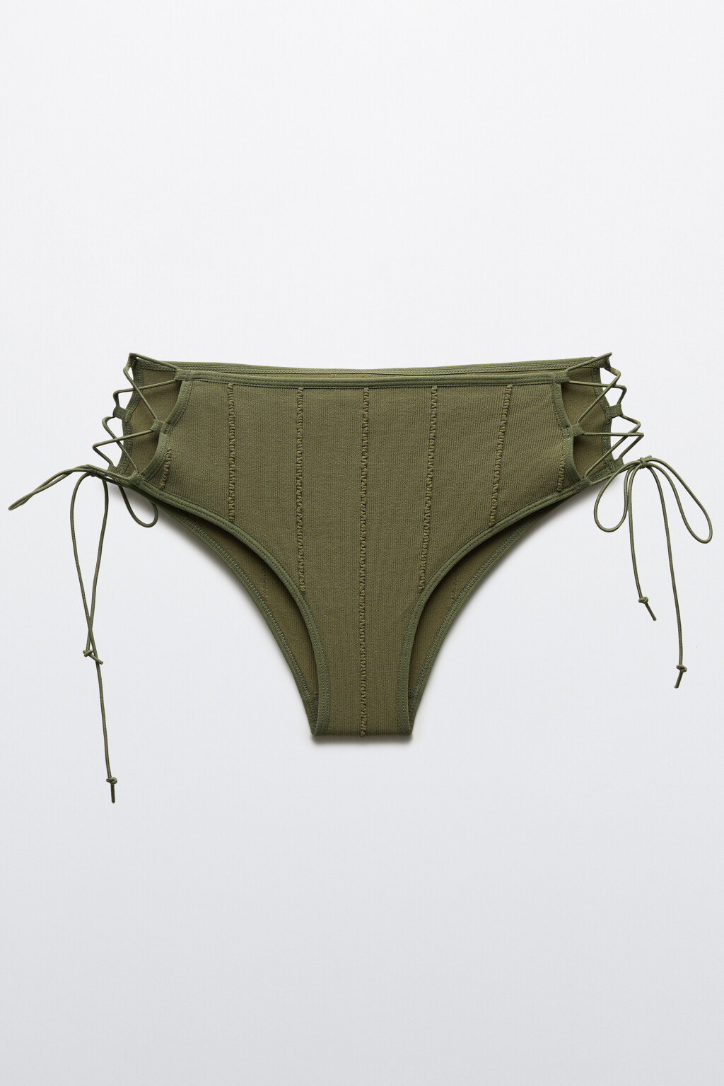 Трусы-танга купальные со средней посадкой и шнуровкой - цвет зеленый - 5