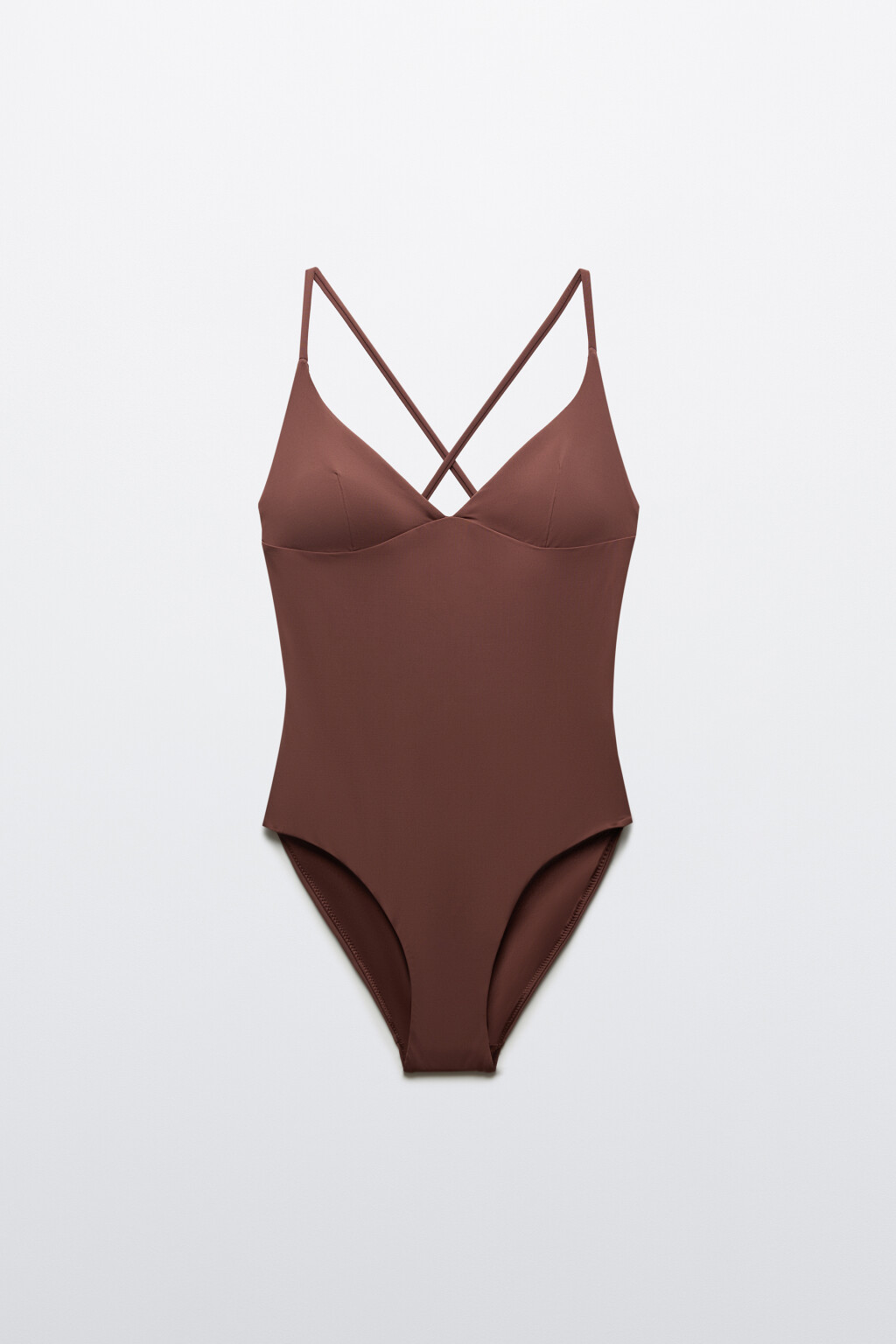 Купальник слитный с вырезом на спине - цвет коричневый - 5