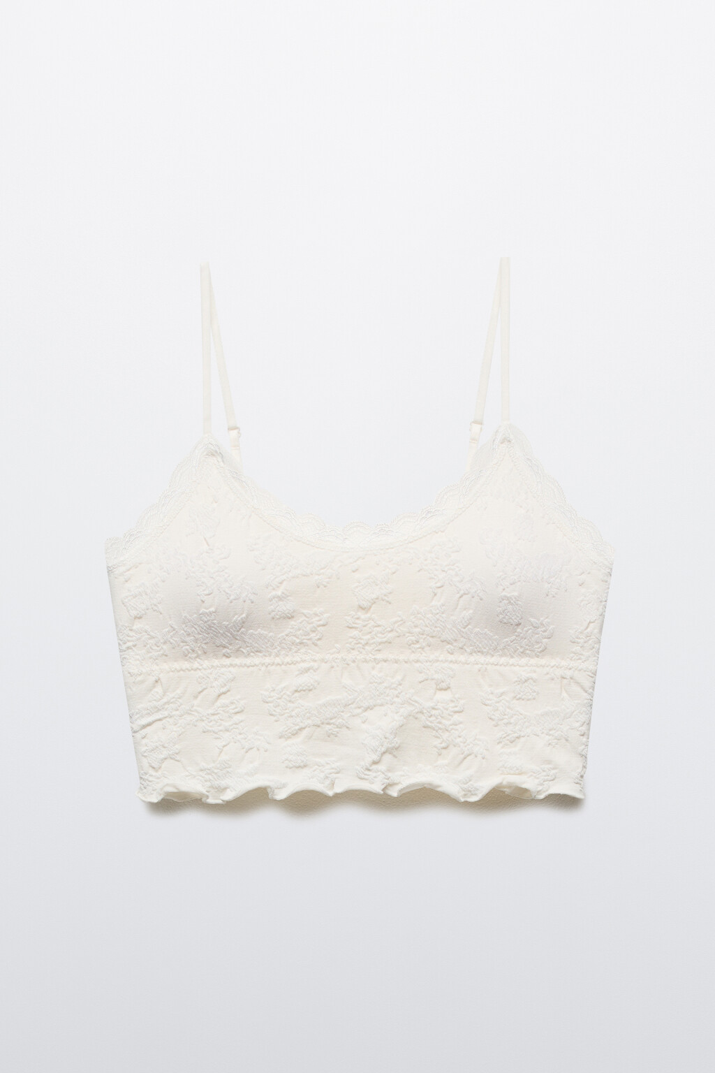 Бюстгальтер-топ с узором и кружевом - цвет ванильный - 5