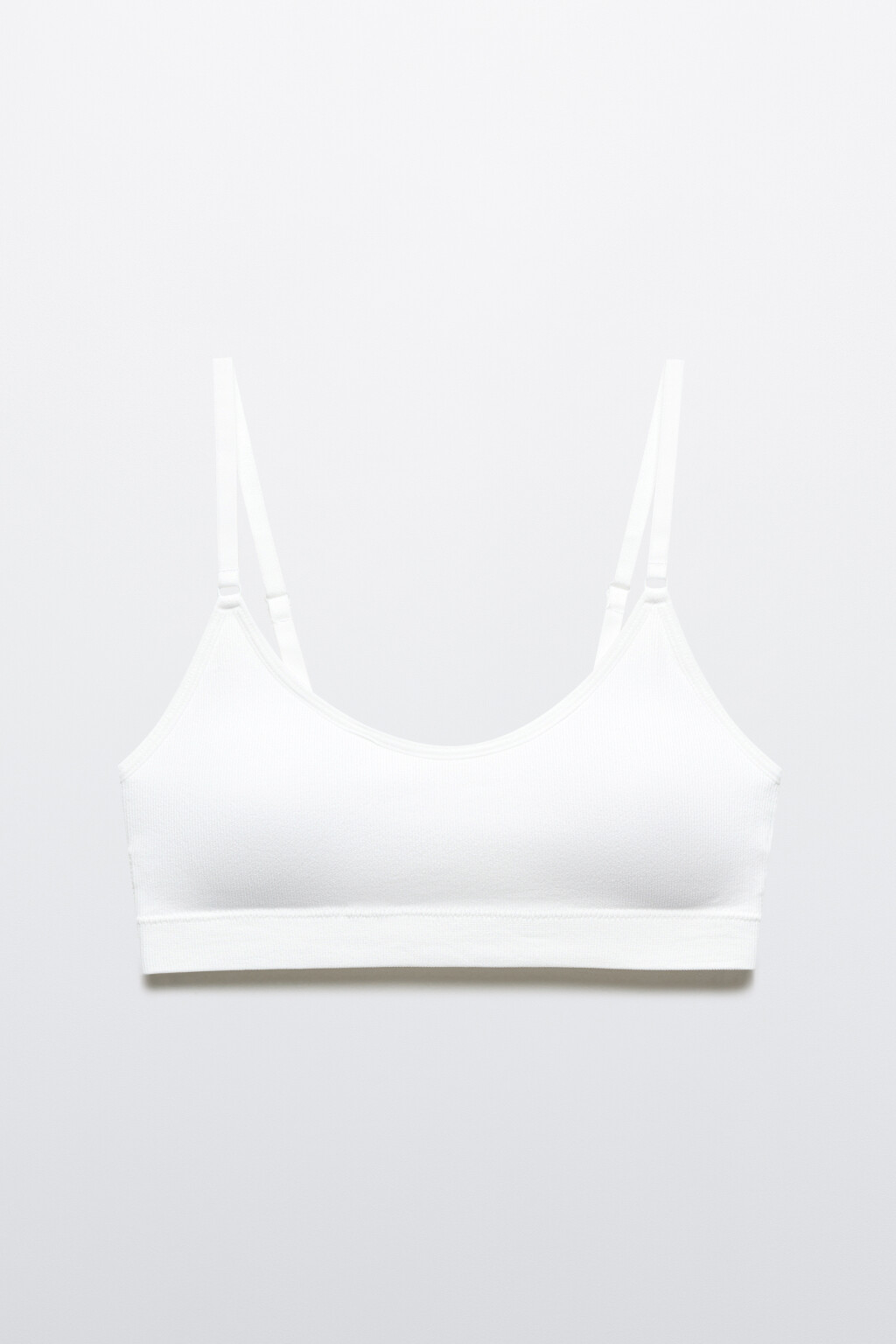 Бюстгальтер-топ бесшовный в рубчик - цвет белый - 1