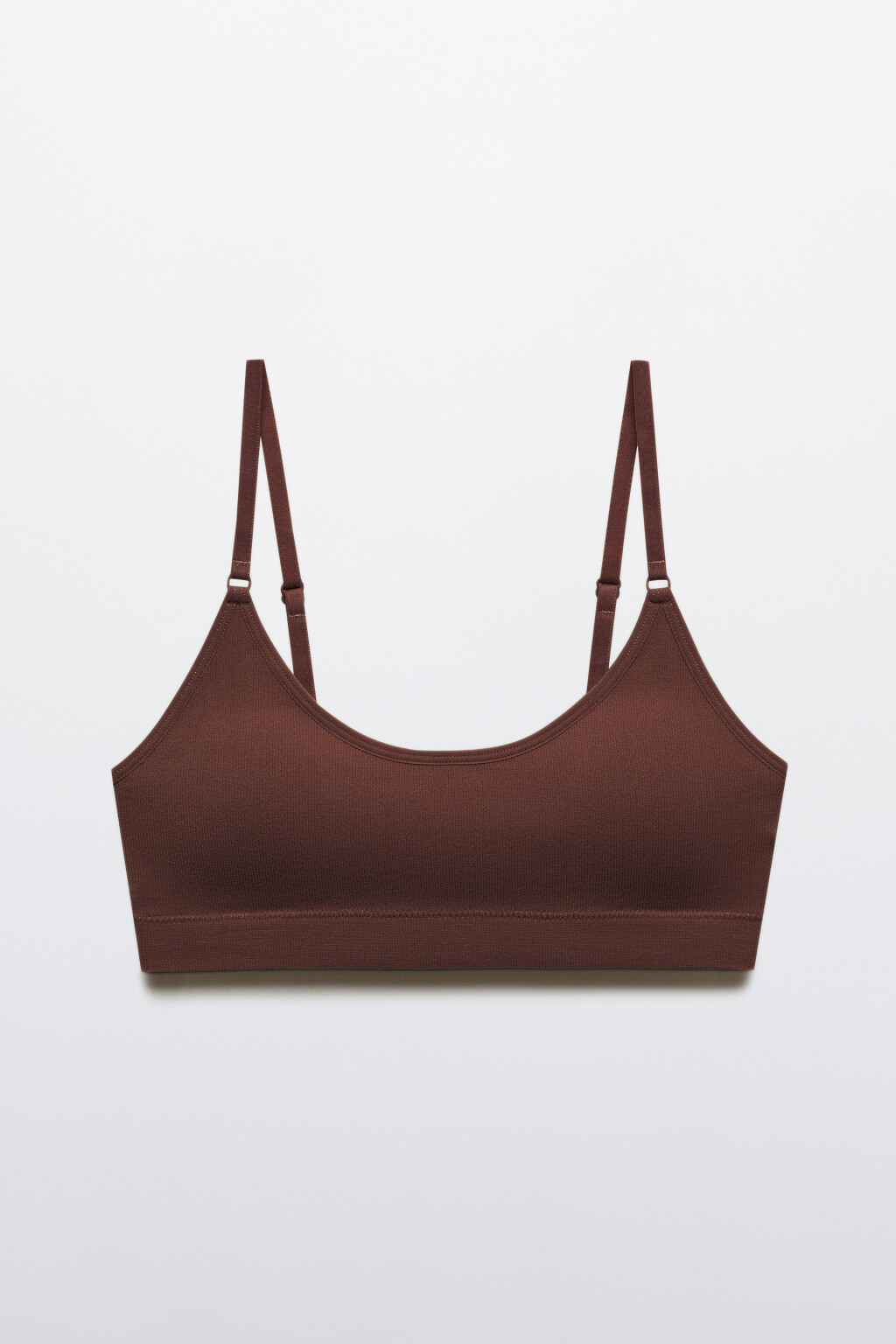 Бюстгальтер-топ бесшовный в рубчик - цвет коричневый - 1