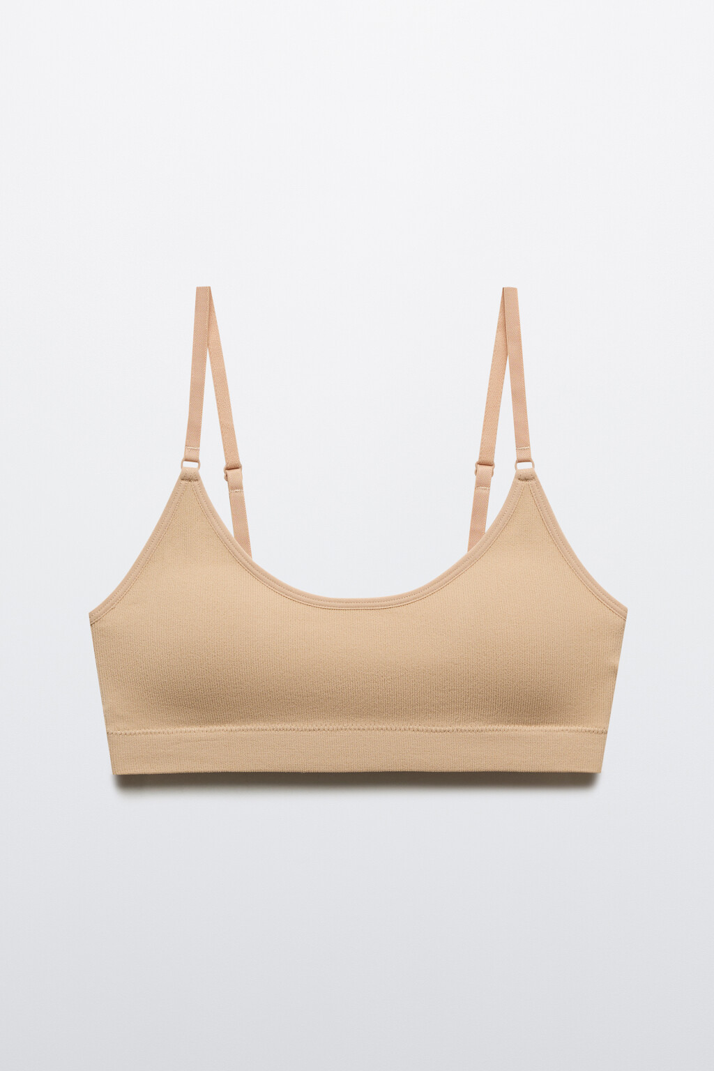 Бюстгальтер-топ бесшовный в рубчик - цвет бежевый - 1