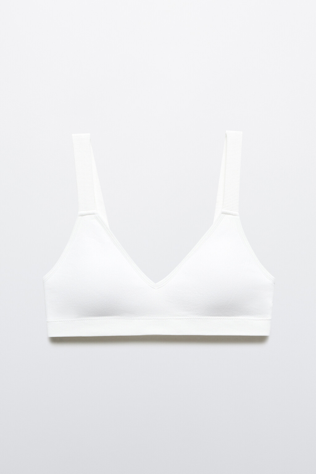 Бюстгальтер-топ бесшовный в рубчик - цвет белый - 1
