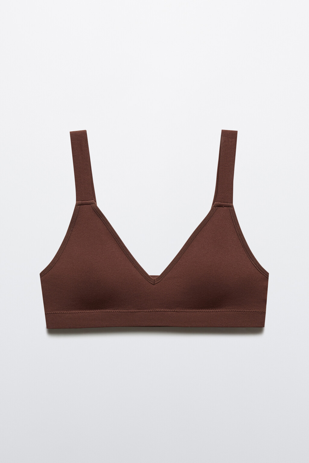 Бюстгальтер-топ бесшовный в рубчик - цвет коричневый - 1