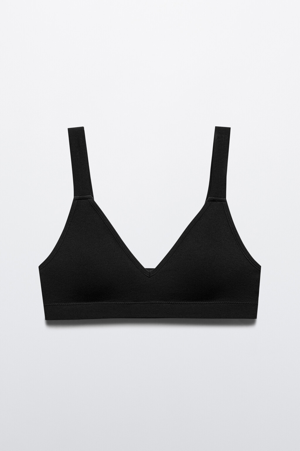 Бюстгальтер-топ бесшовный в рубчик - цвет черный - 1