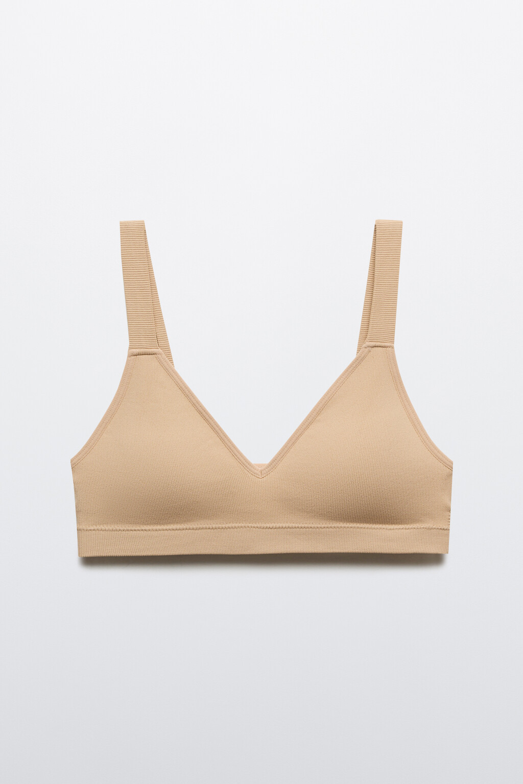 Бюстгальтер-топ бесшовный в рубчик - цвет бежевый - 1