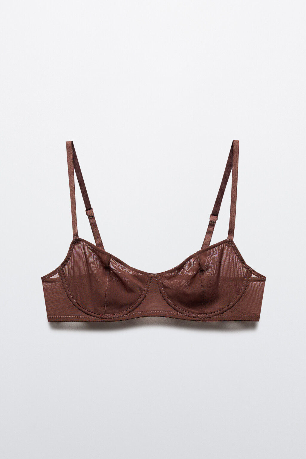 Бюстгальтер-бра из тонкой сетки - цвет коричневый - 5