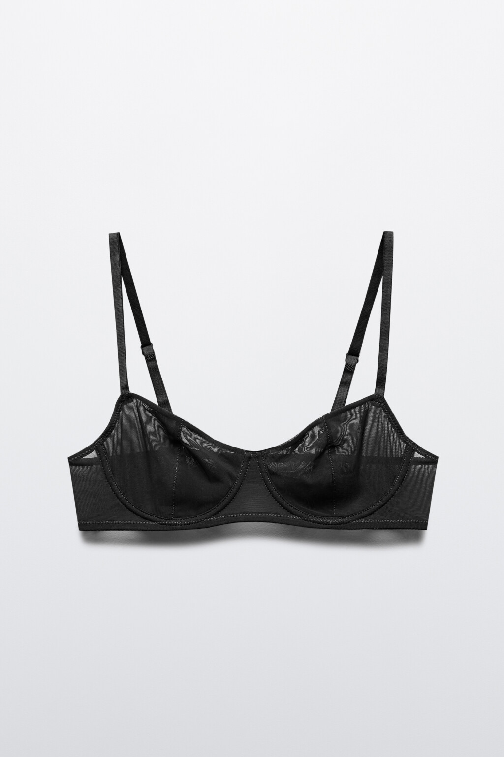 Бюстгальтер-бра из тонкой сетки - цвет черный - 5