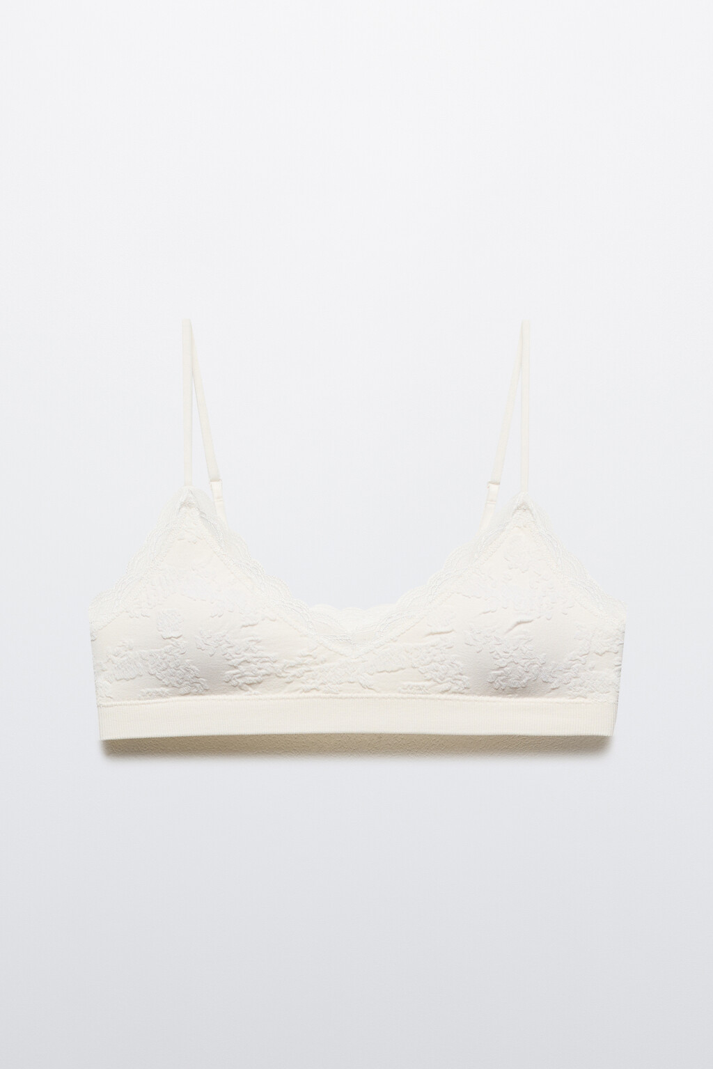 Бюстгальтер-топ с узором и кружевом - цвет ванильный - 5