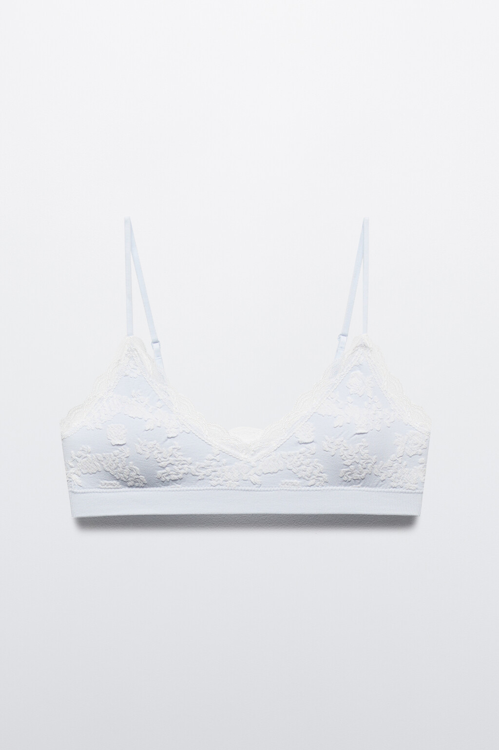 Бюстгальтер-топ с узором и кружевом - цвет голубой - 5