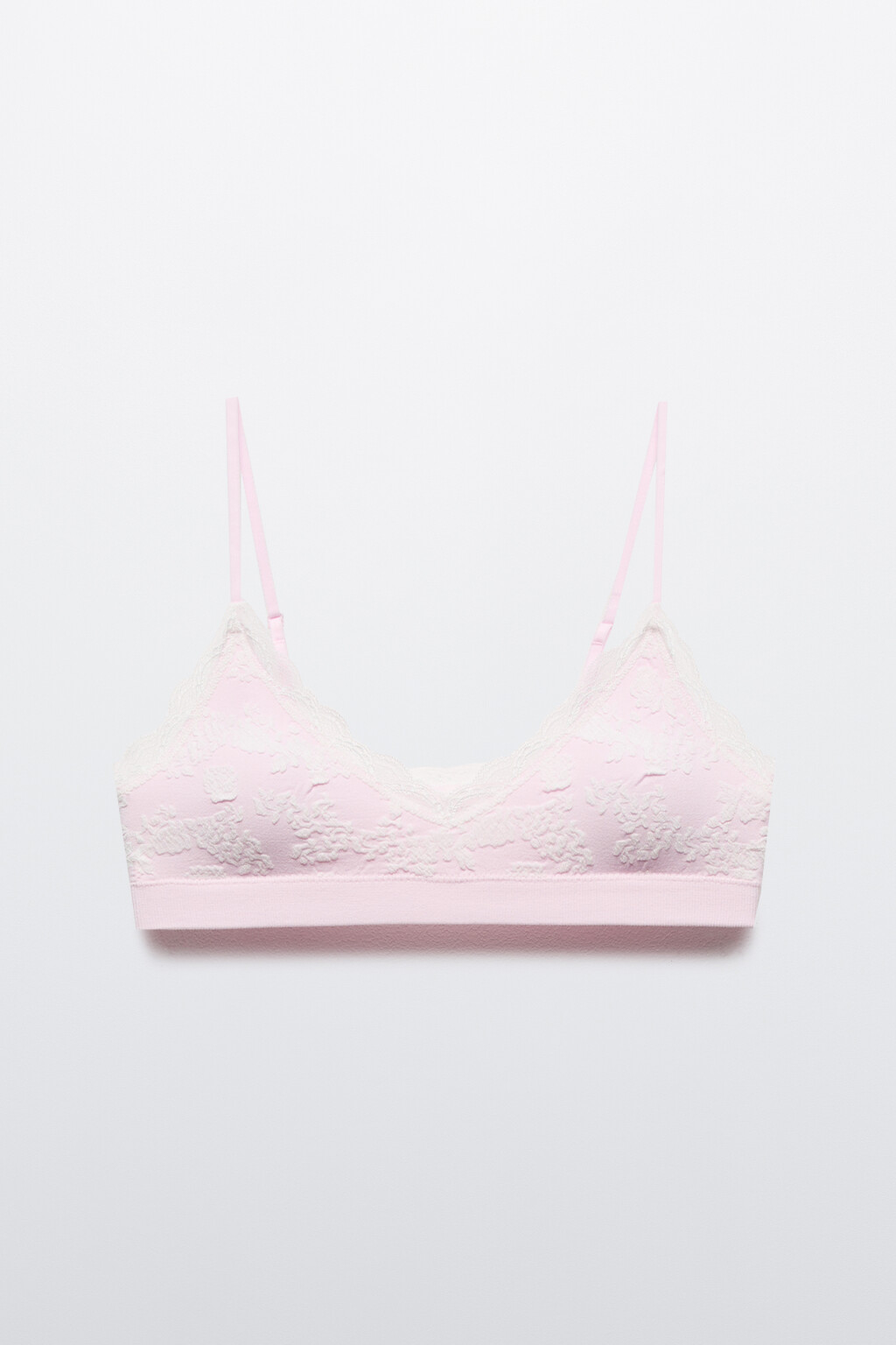 Бюстгальтер-топ с узором и кружевом - цвет розовый - 6