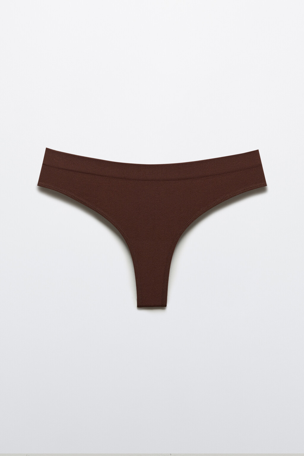 Трусы-стринги бесшовные с высокой посадкой - цвет коричневый - 1