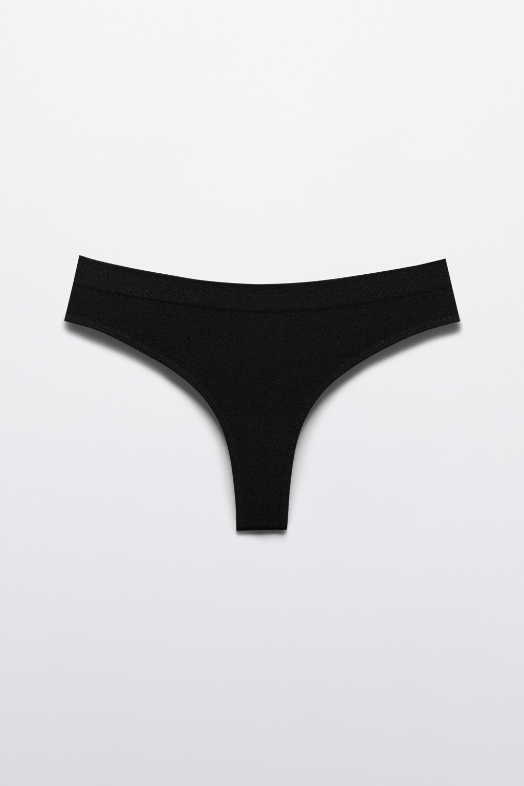 Трусы-стринги бесшовные с высокой посадкой - цвет черный - 1