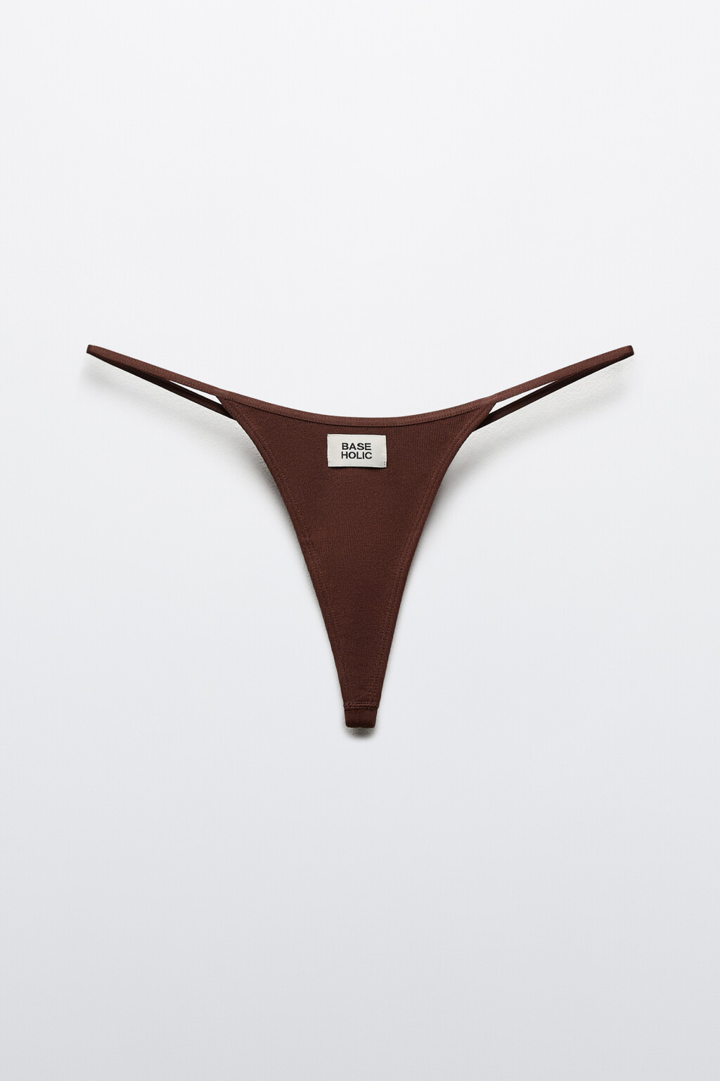 Трусы-стринги в рубчик со средней посадкой - цвет коричневый - 1