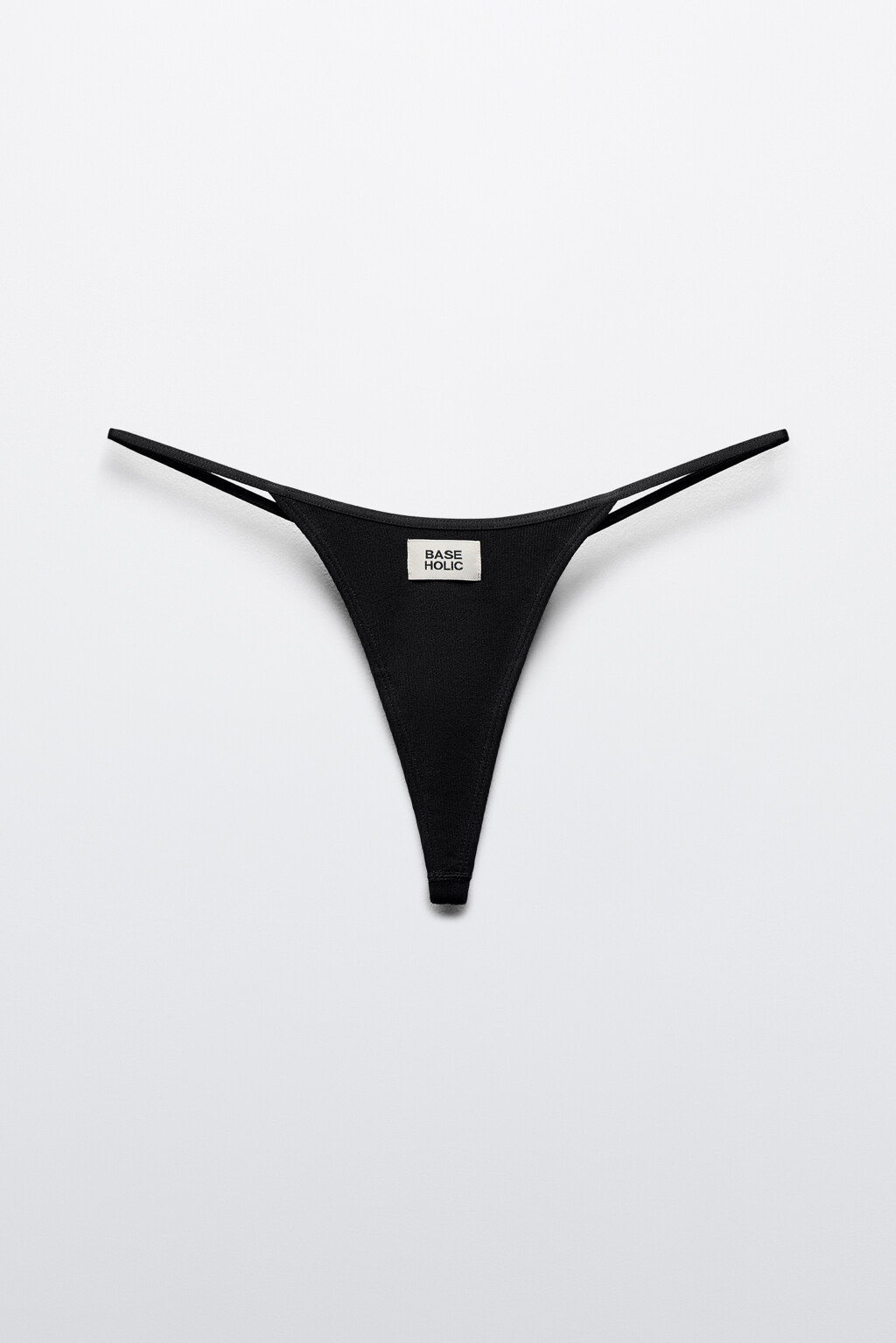 Трусы-стринги в рубчик со средней посадкой - цвет черный - 1