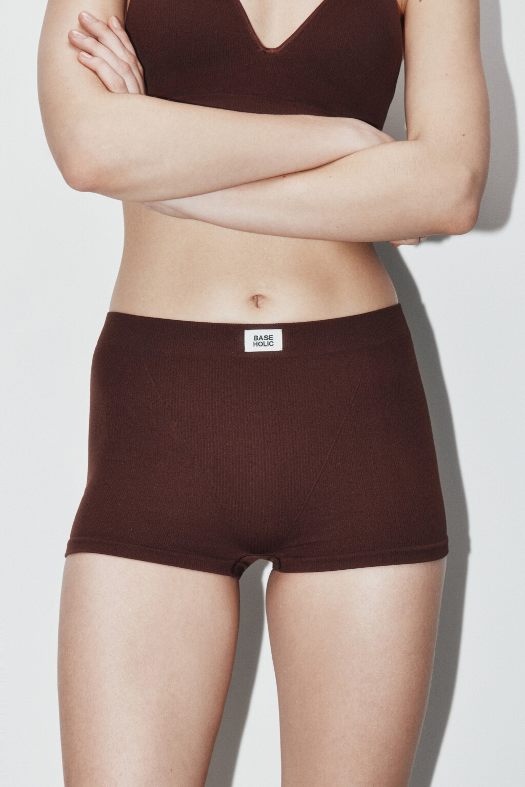 Трусы-боксеры в рубчик со средней посадкой - цвет коричневый - 3