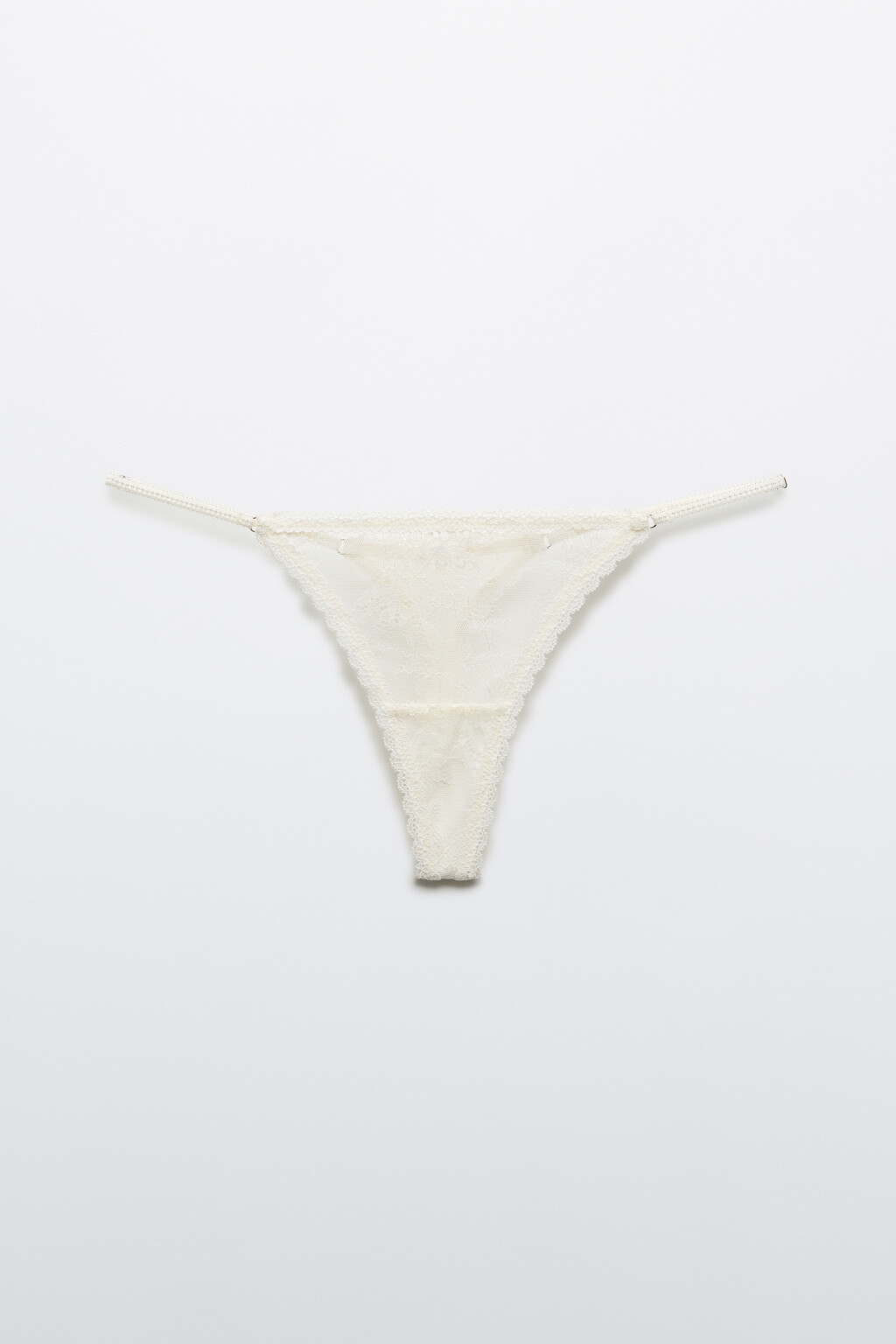 Трусы-стринги кружевные со средней посадкой - цвет ванильный - 6