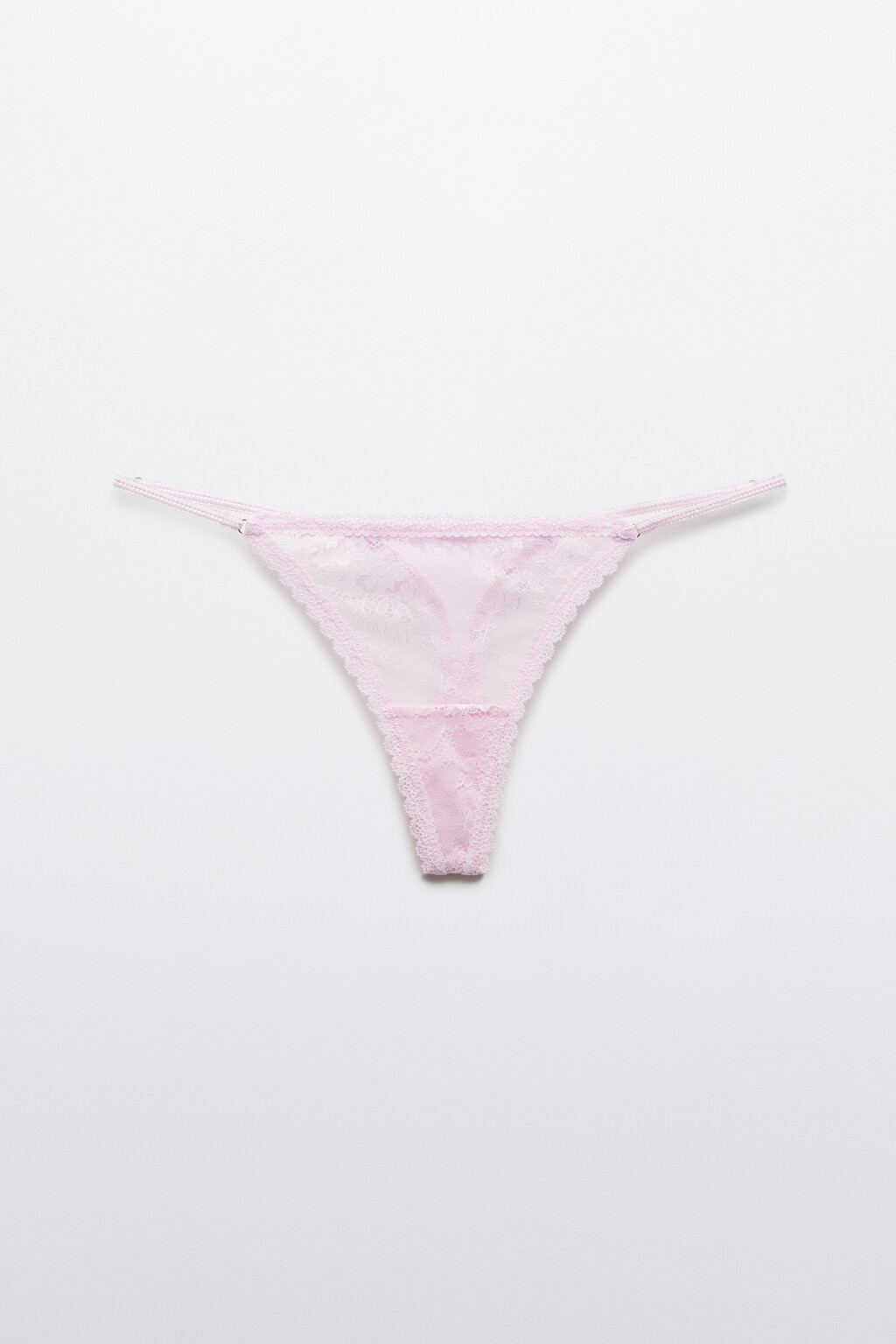 Трусы-стринги кружевные со средней посадкой - цвет розовый - 5