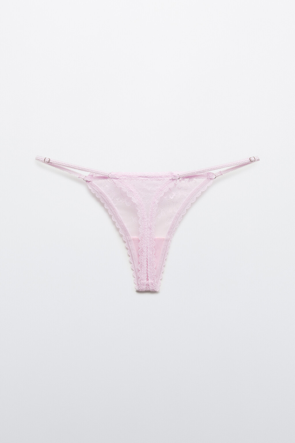 Трусы-стринги кружевные со средней посадкой - цвет розовый - 6