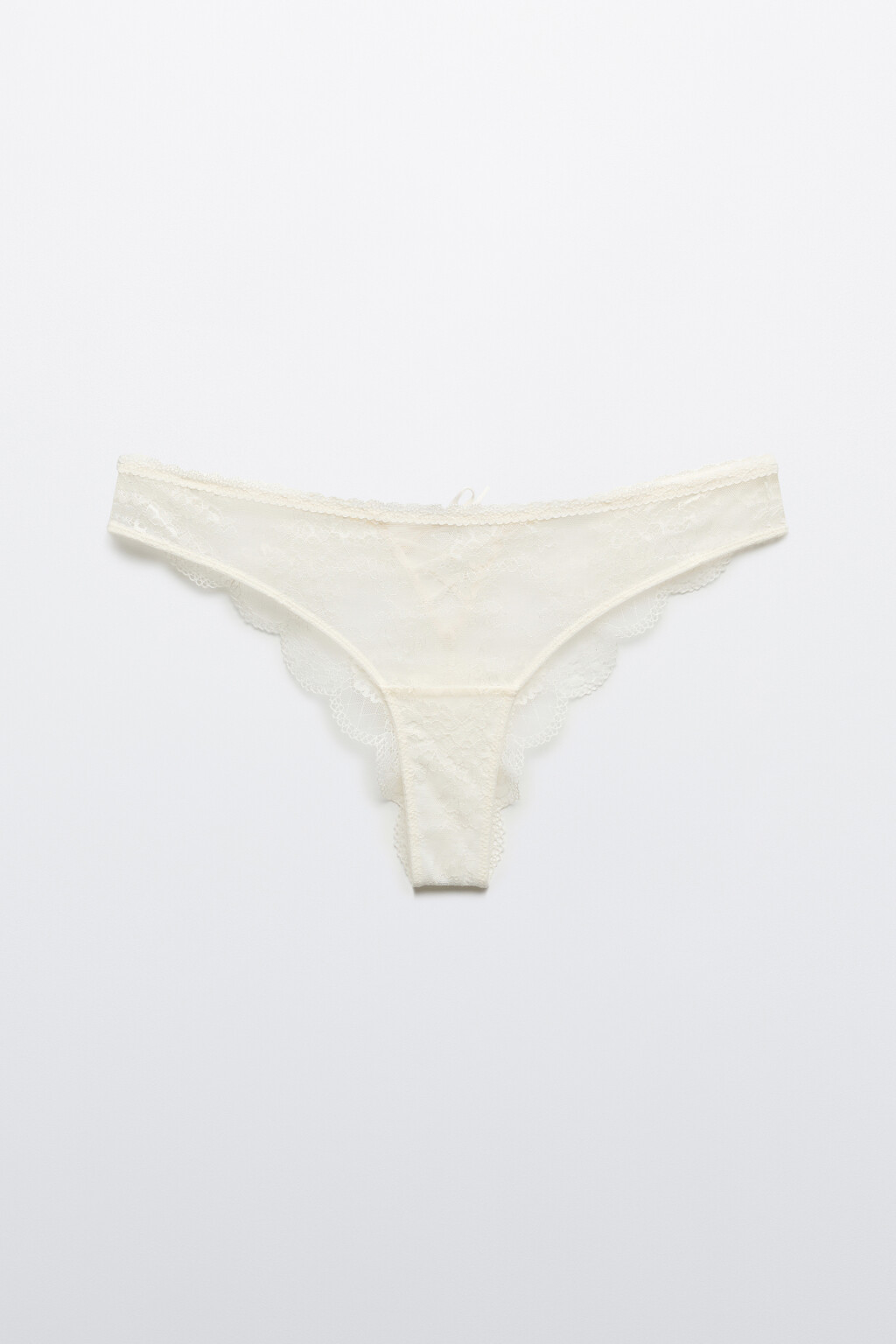 Трусы-бразильяна кружевные со средней посадкой - цвет ванильный - 6