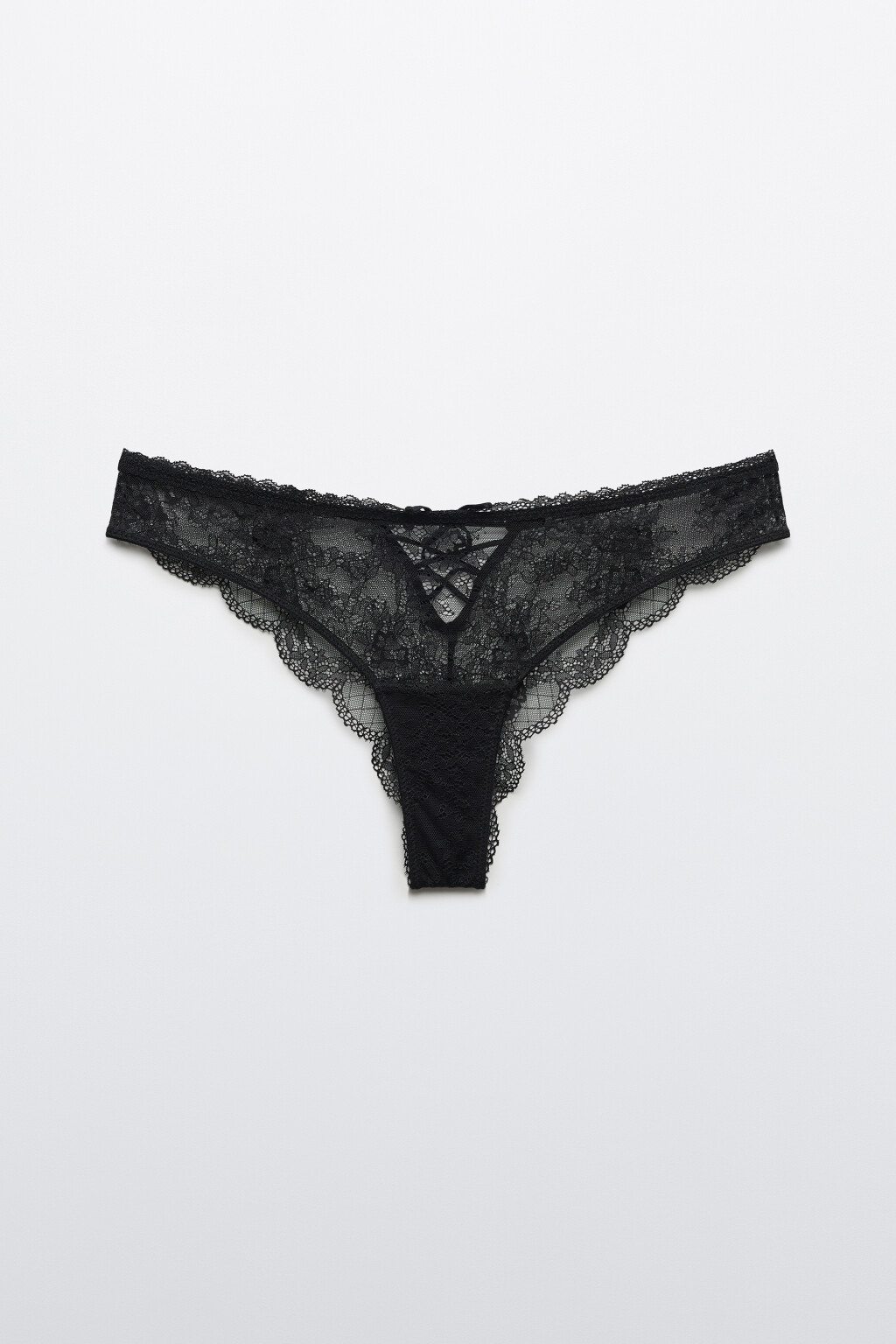 Трусы-бразильяна кружевные со средней посадкой - цвет черный - 5
