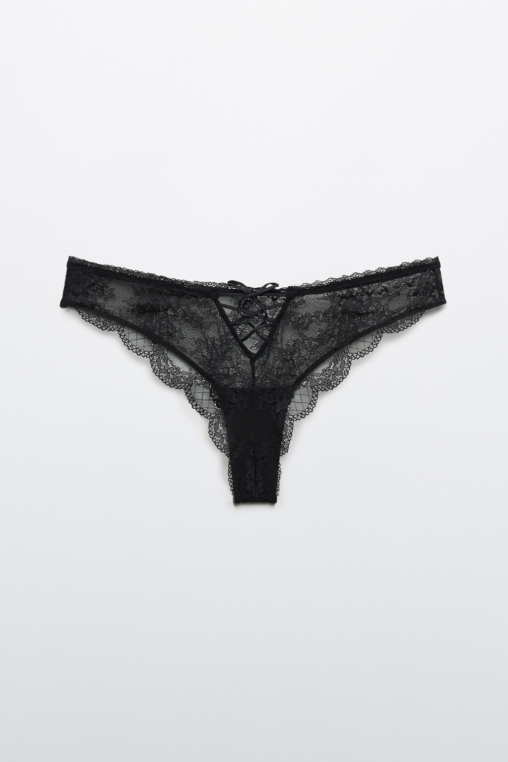 Трусы-бразильяна кружевные со средней посадкой - цвет черный - 6