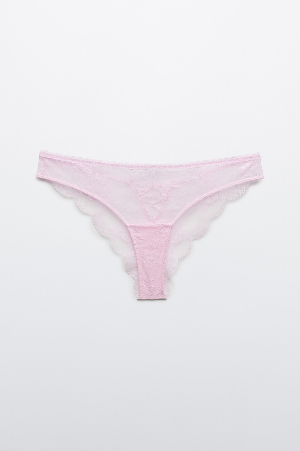 Трусы-бразильяна кружевные со средней посадкой - цвет розовый - 5
