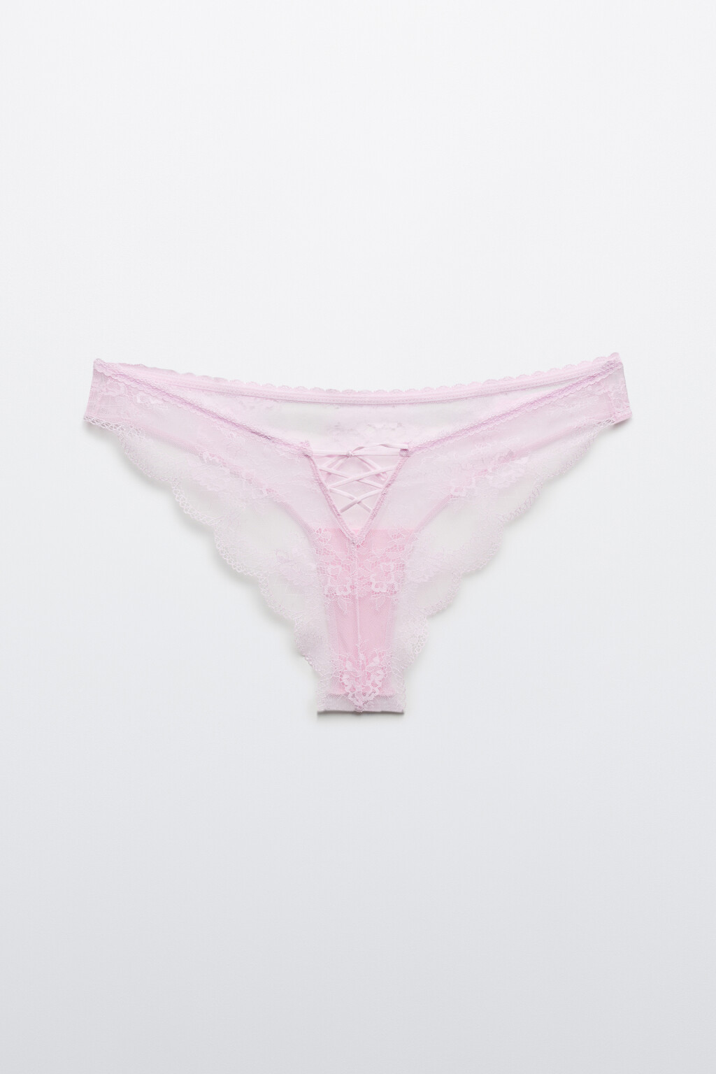 Трусы-бразильяна кружевные со средней посадкой - цвет розовый - 6
