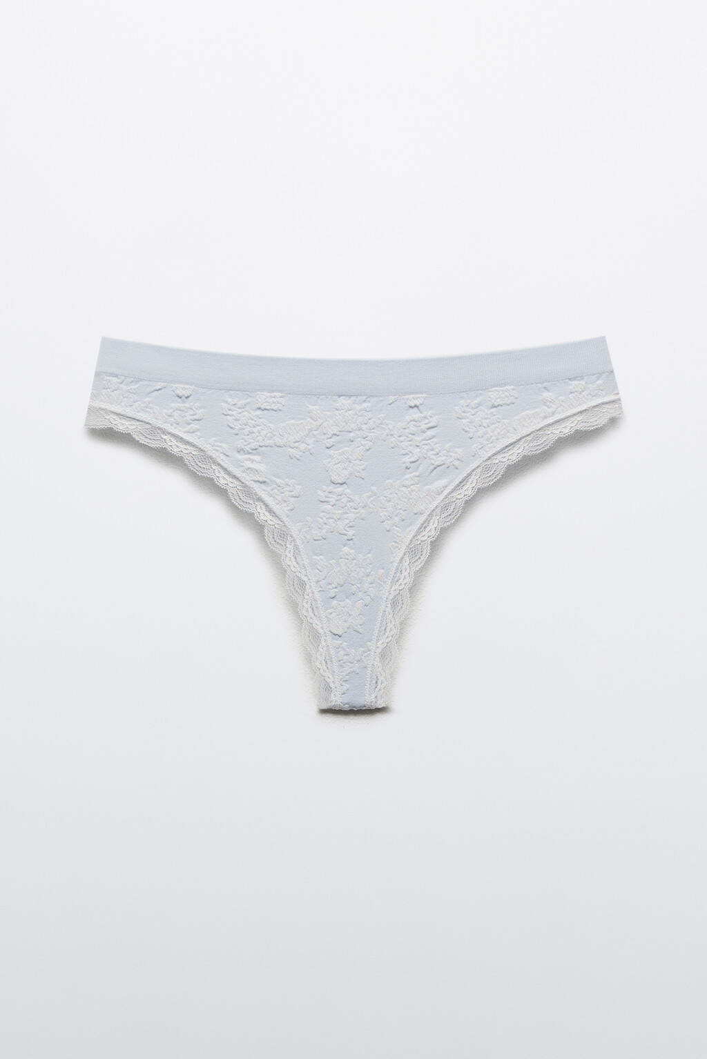 Трусы-стринги с узором и кружевом - цвет голубой - 6