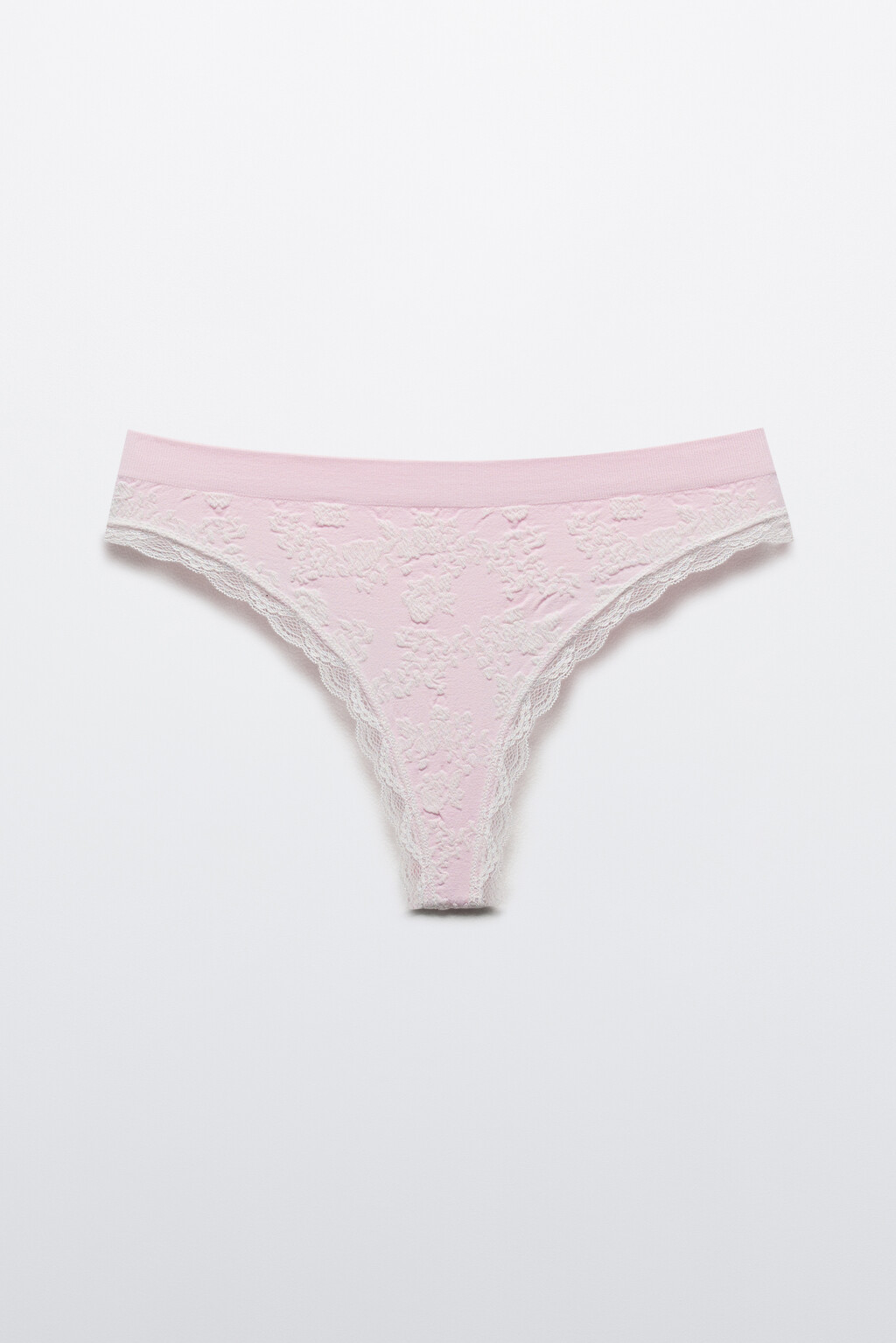 Трусы-стринги с узором и кружевом - цвет розовый - 5
