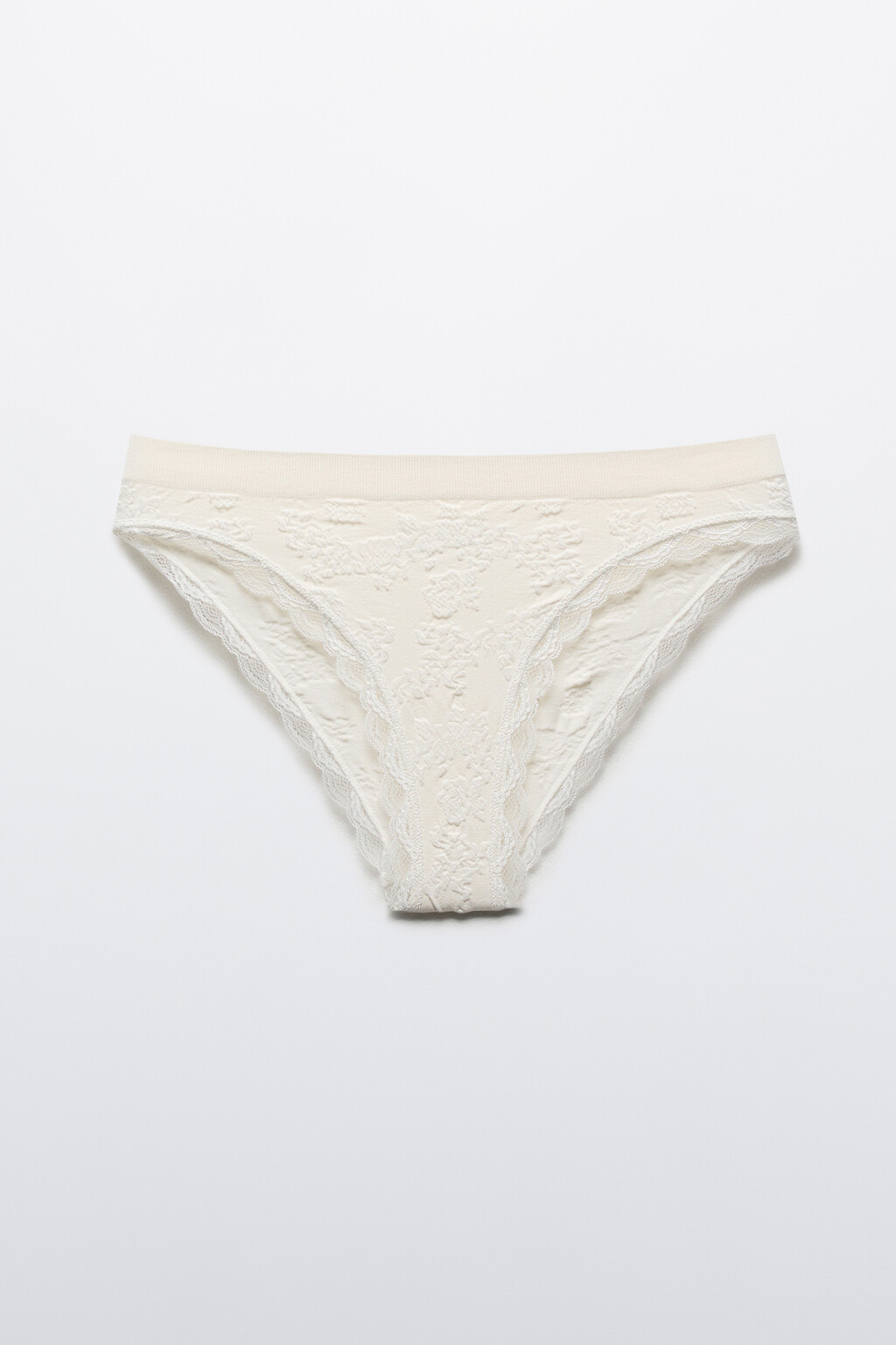 Трусы-слипы с узором и кружевом - цвет ванильный - 5