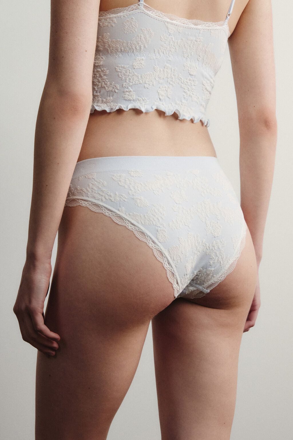 Трусы-слипы с узором и кружевом - цвет голубой - 3