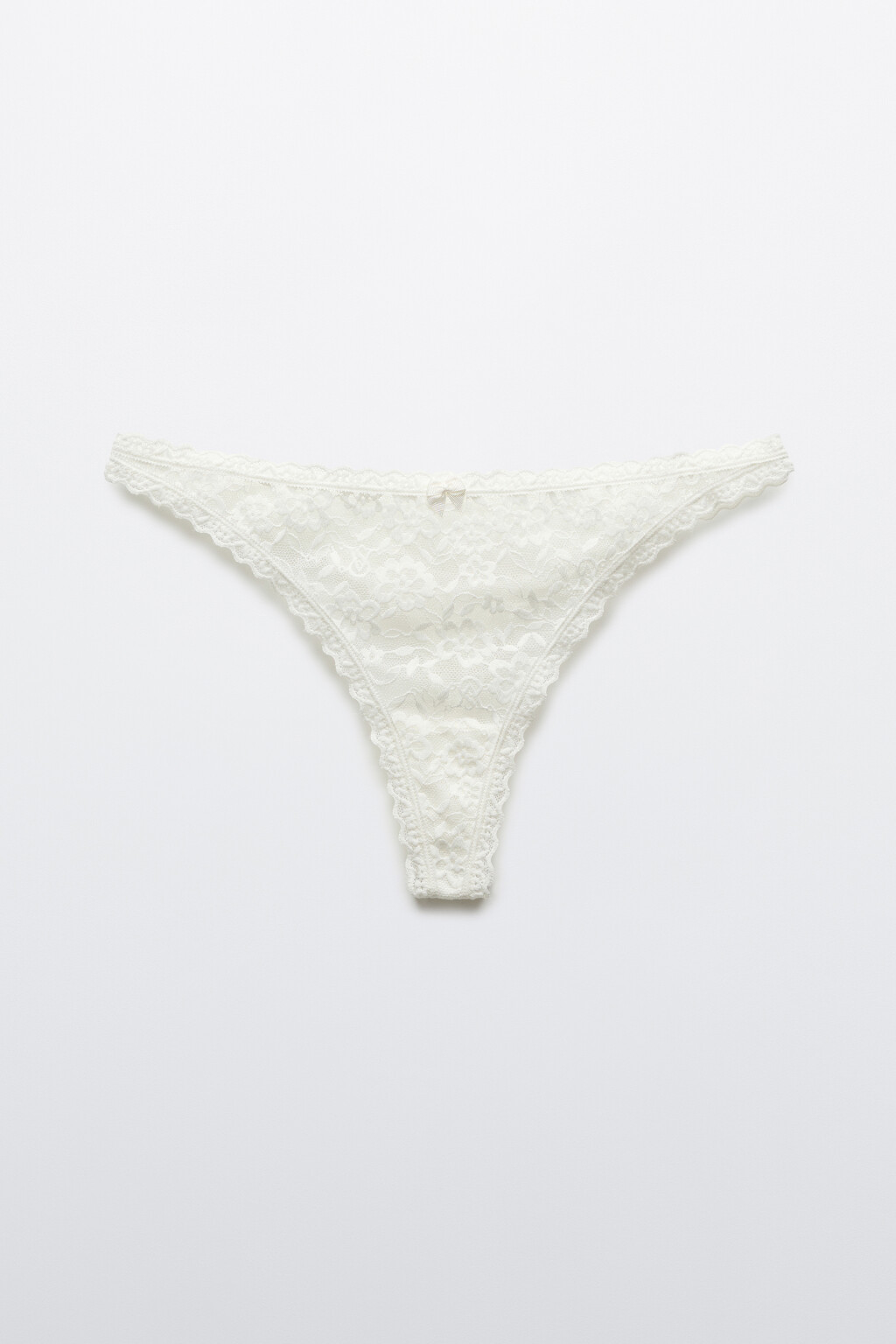 Трусы-стринги кружевные со средней посадкой - цвет ванильный - 5