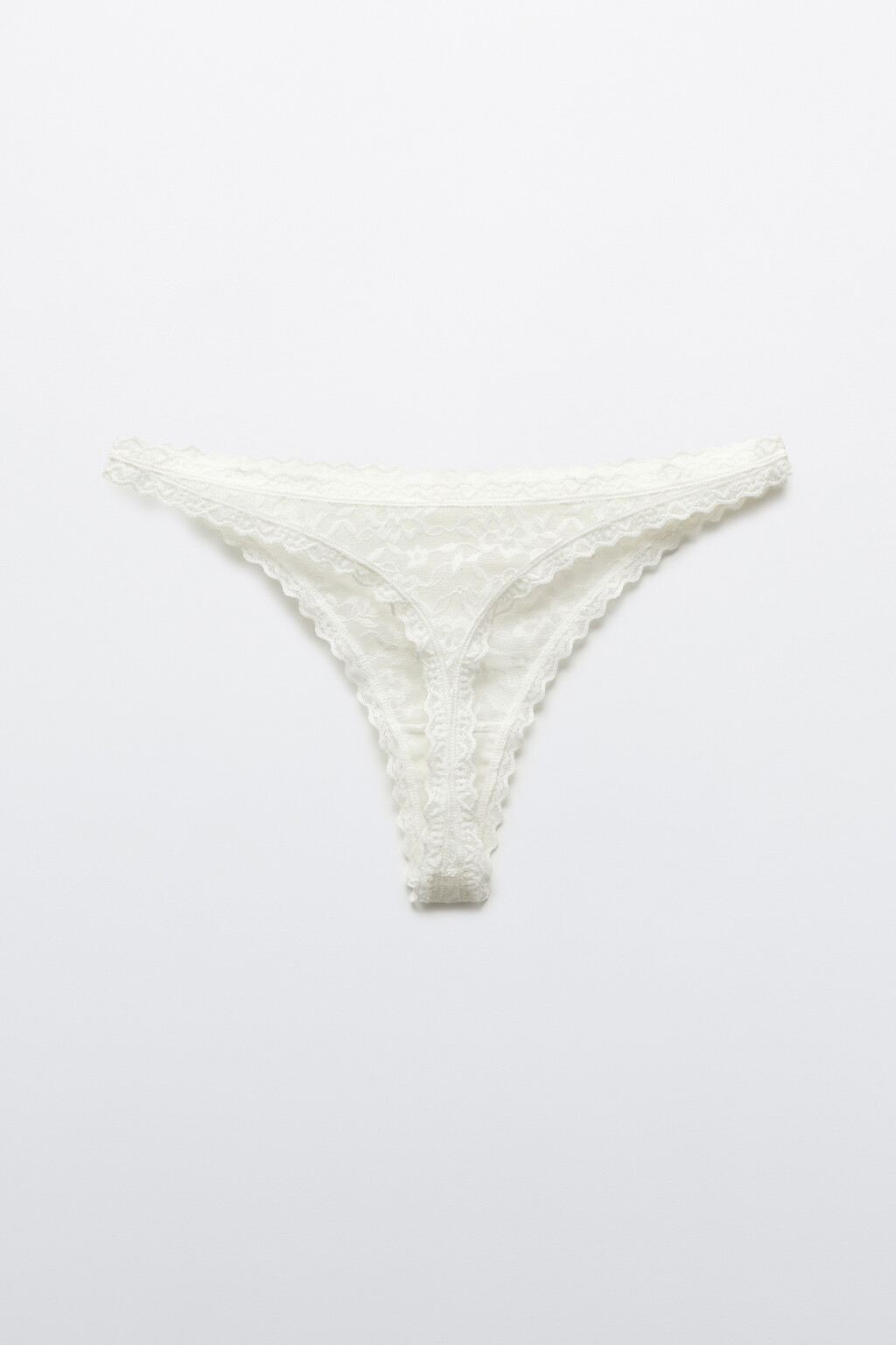 Трусы-стринги кружевные со средней посадкой - цвет ванильный - 6