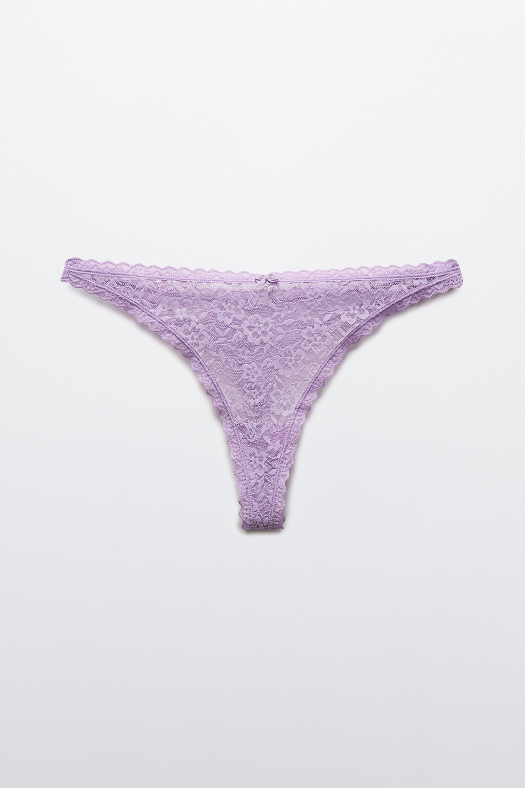 Трусы-стринги кружевные со средней посадкой - цвет сиреневый - 1