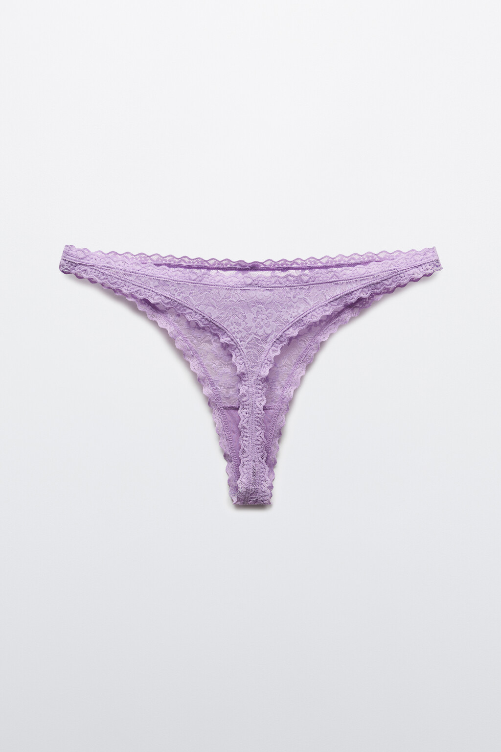 Трусы-стринги кружевные со средней посадкой - цвет сиреневый - 2