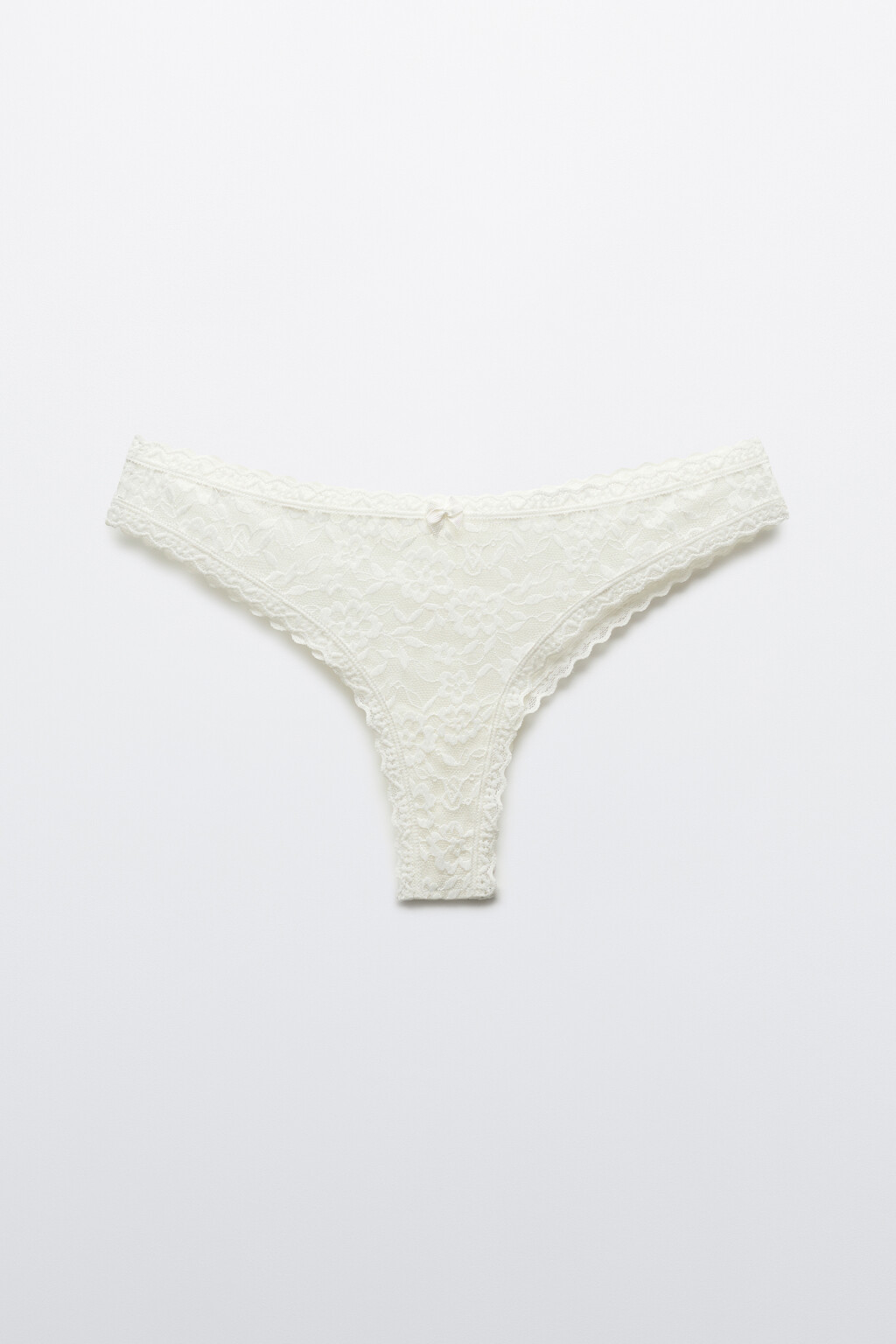 Трусы-танга кружевные со средней посадкой - цвет ванильный - 5