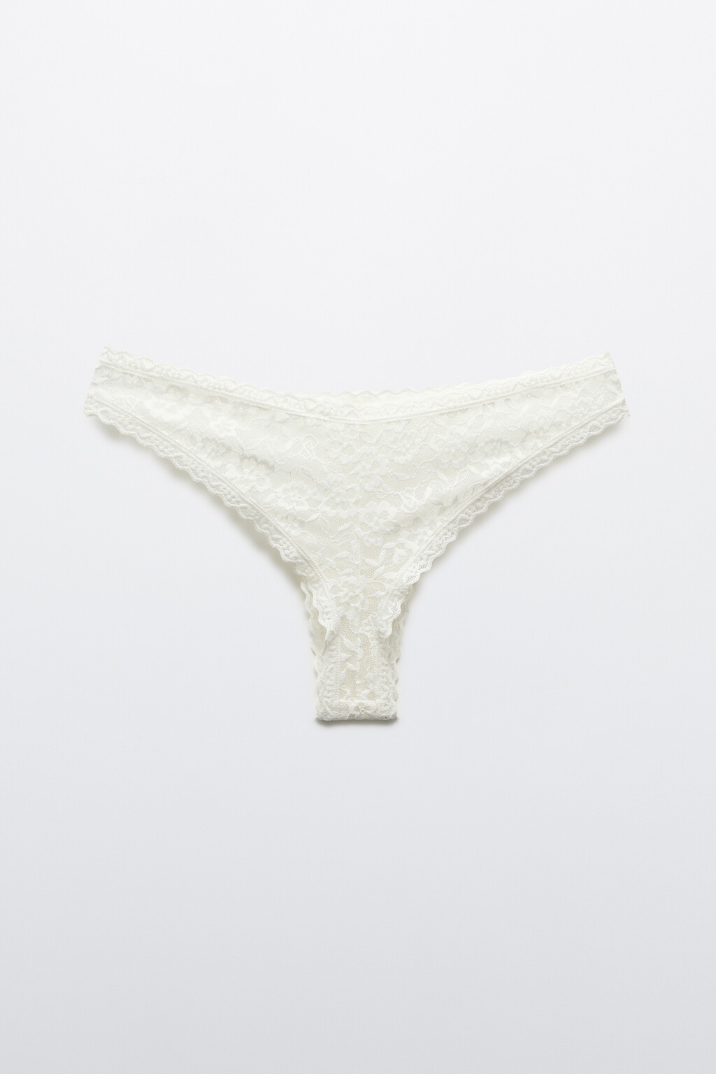 Трусы-танга кружевные со средней посадкой - цвет ванильный - 6