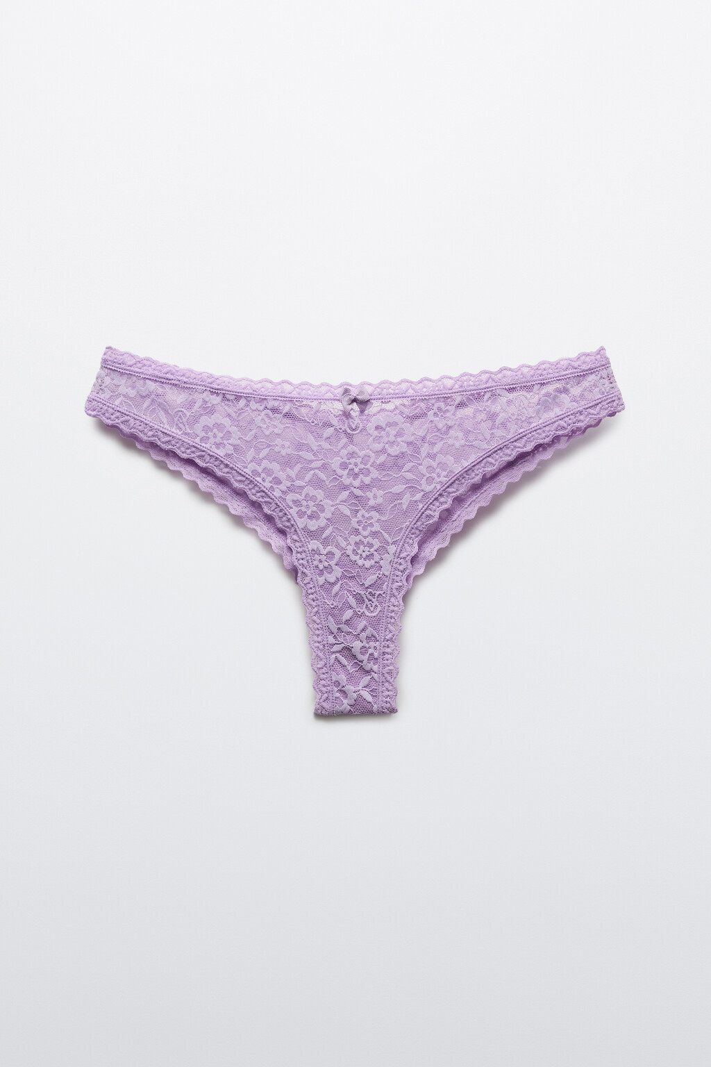 Трусы-танга кружевные со средней посадкой - цвет сиреневый - 1
