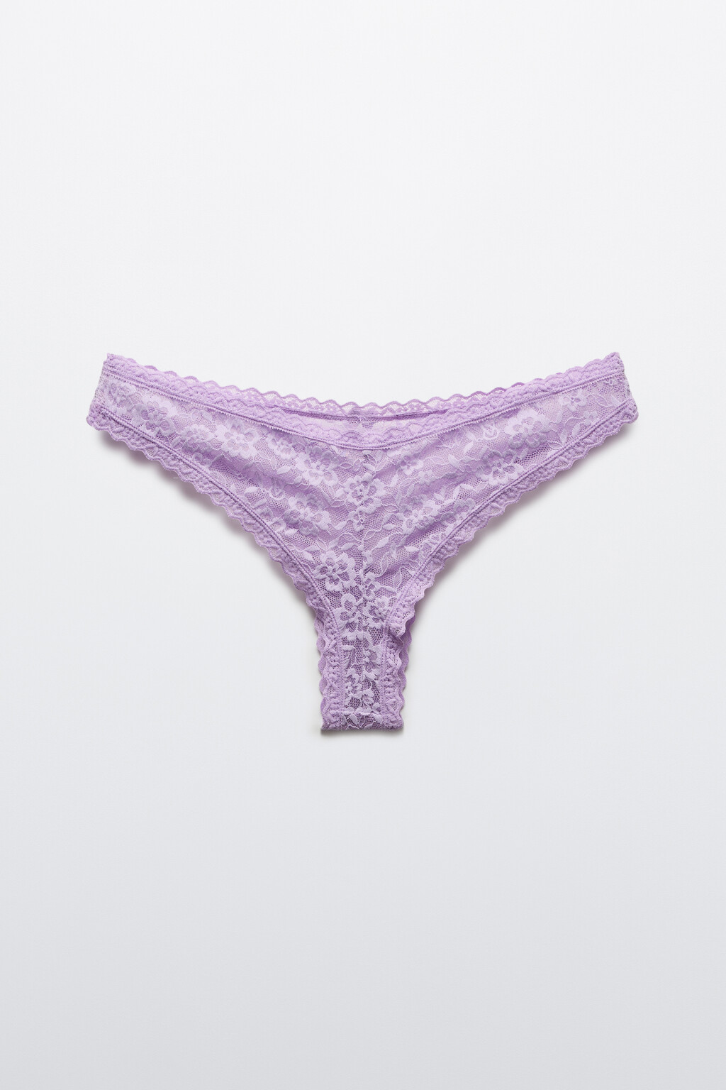 Трусы-танга кружевные со средней посадкой - цвет сиреневый - 2