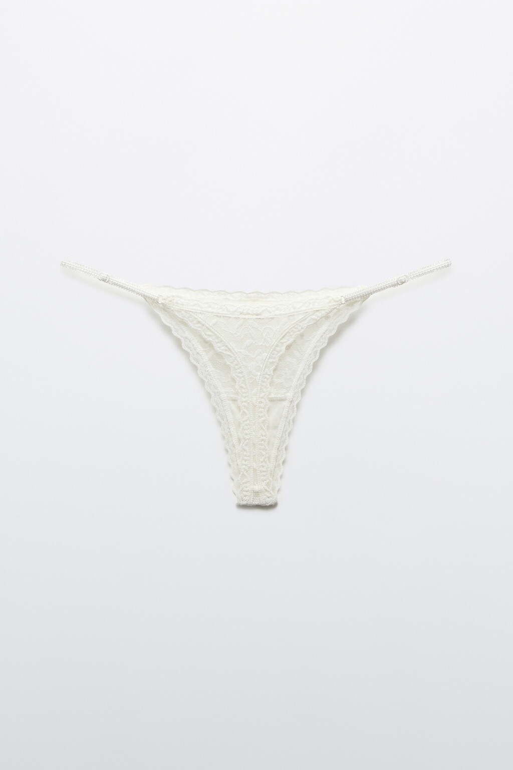 Трусы-стринги кружевные со средней посадкой - цвет ванильный - 6